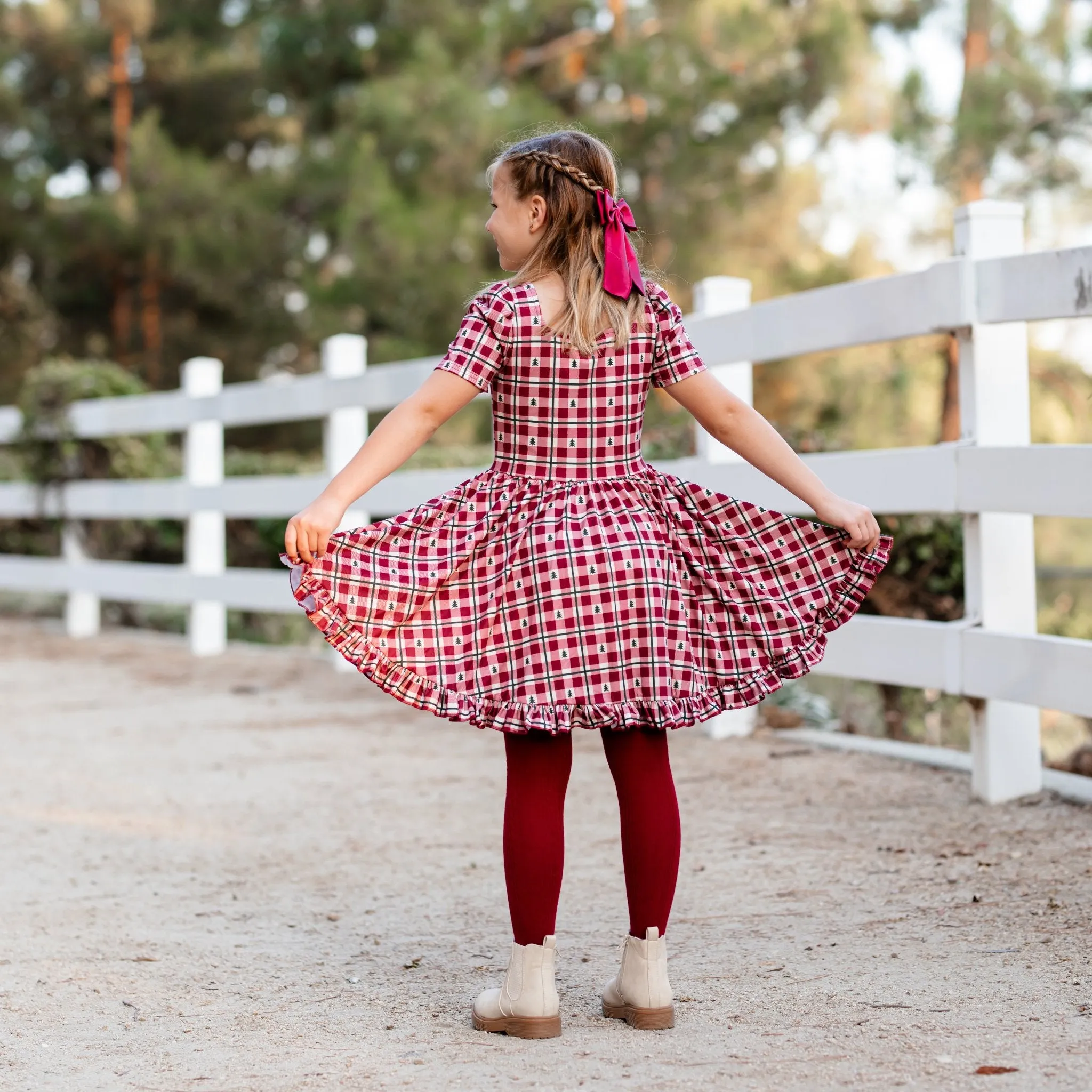 Crimson Tree Gingham Mod Twirl Dress