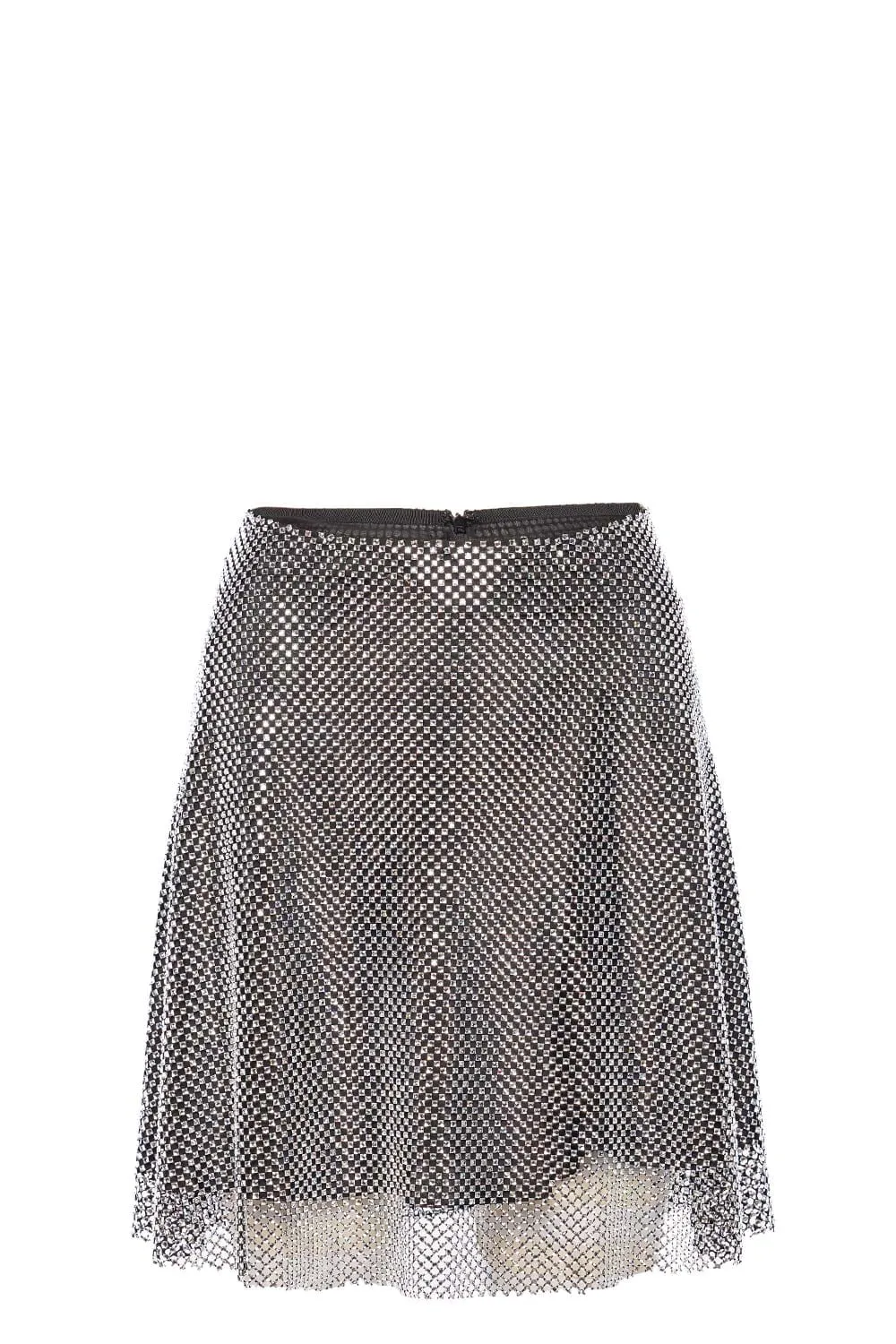 Crystal Mesh A Line Mini Skirt