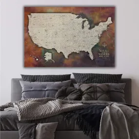 Detailed Collage USA Push Pin Map Single Panel