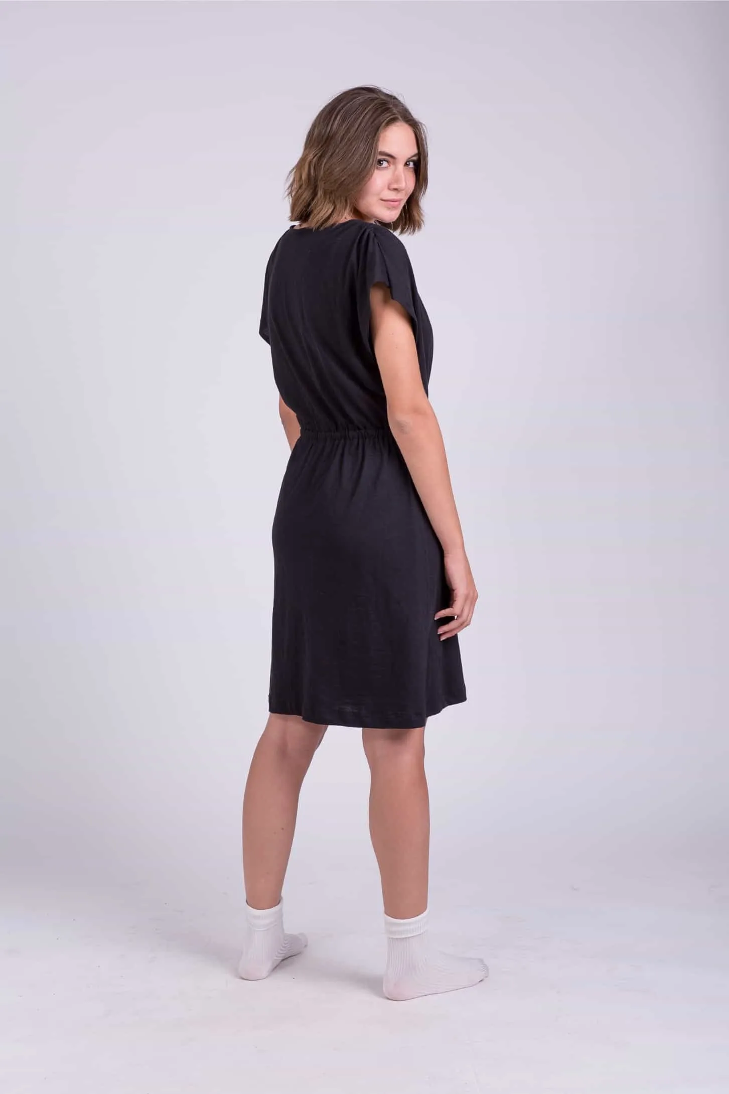 DRAWSTRING MIDI DRESS