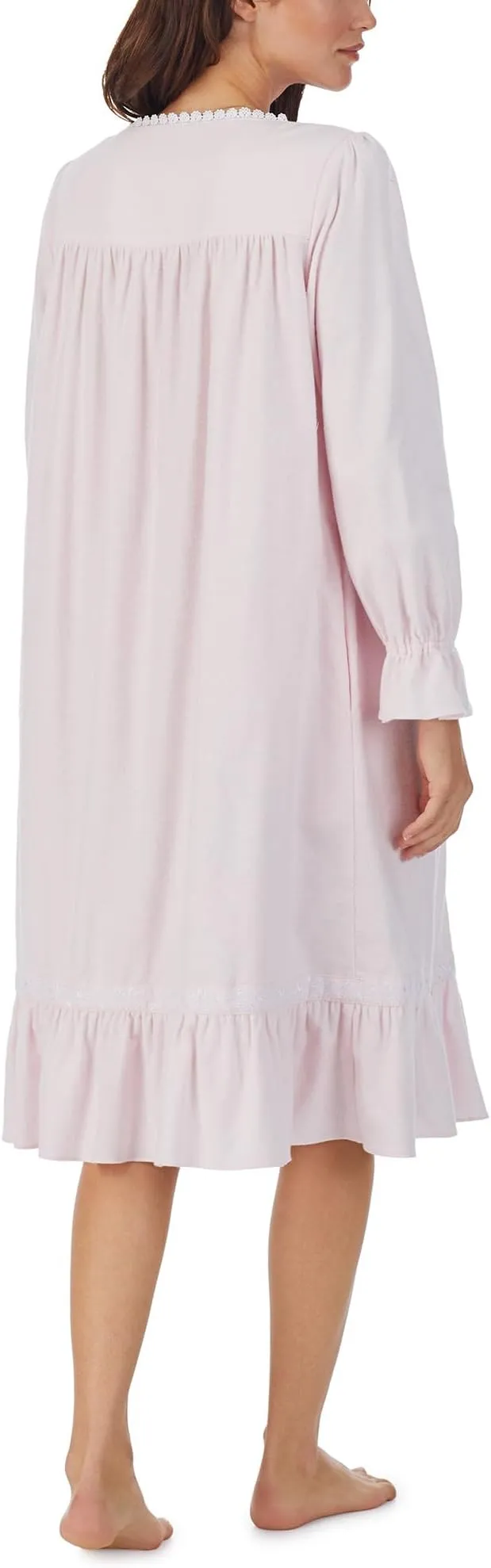 Eileen West Long Sleeve Cotton Flannel Waltz Dress, Pink