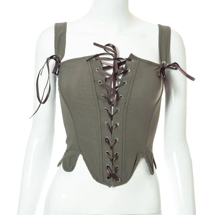 Elastic Criss Cross Lolita Corset Top Retro Bustier