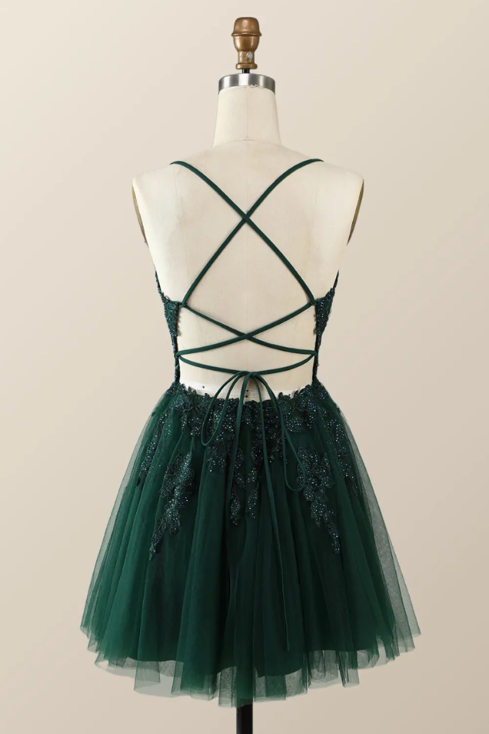 Emerald Green Appliques A-line Short Homecoming Dress