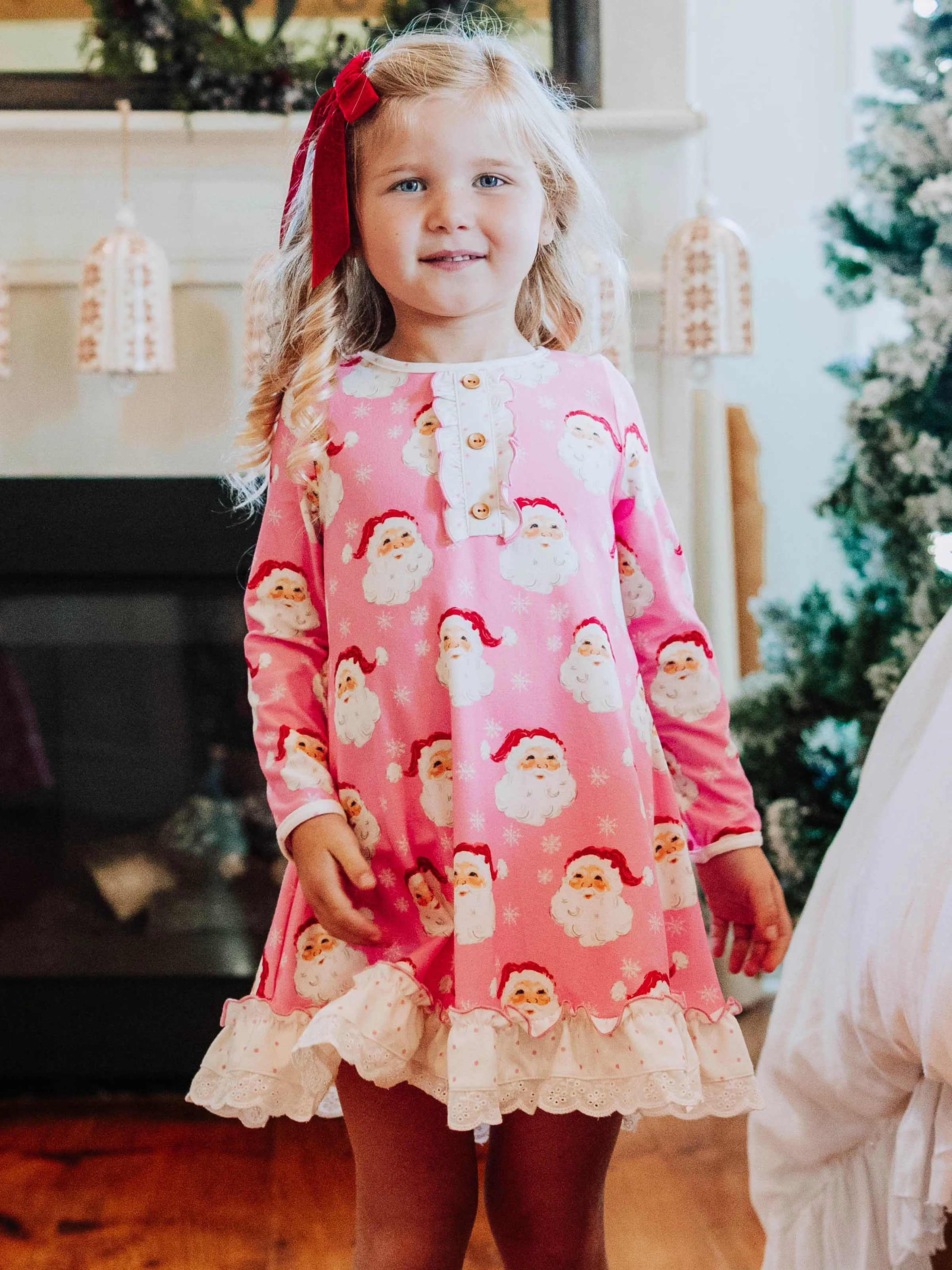 Everyday Play Dress - Jolly St Nick in Pink