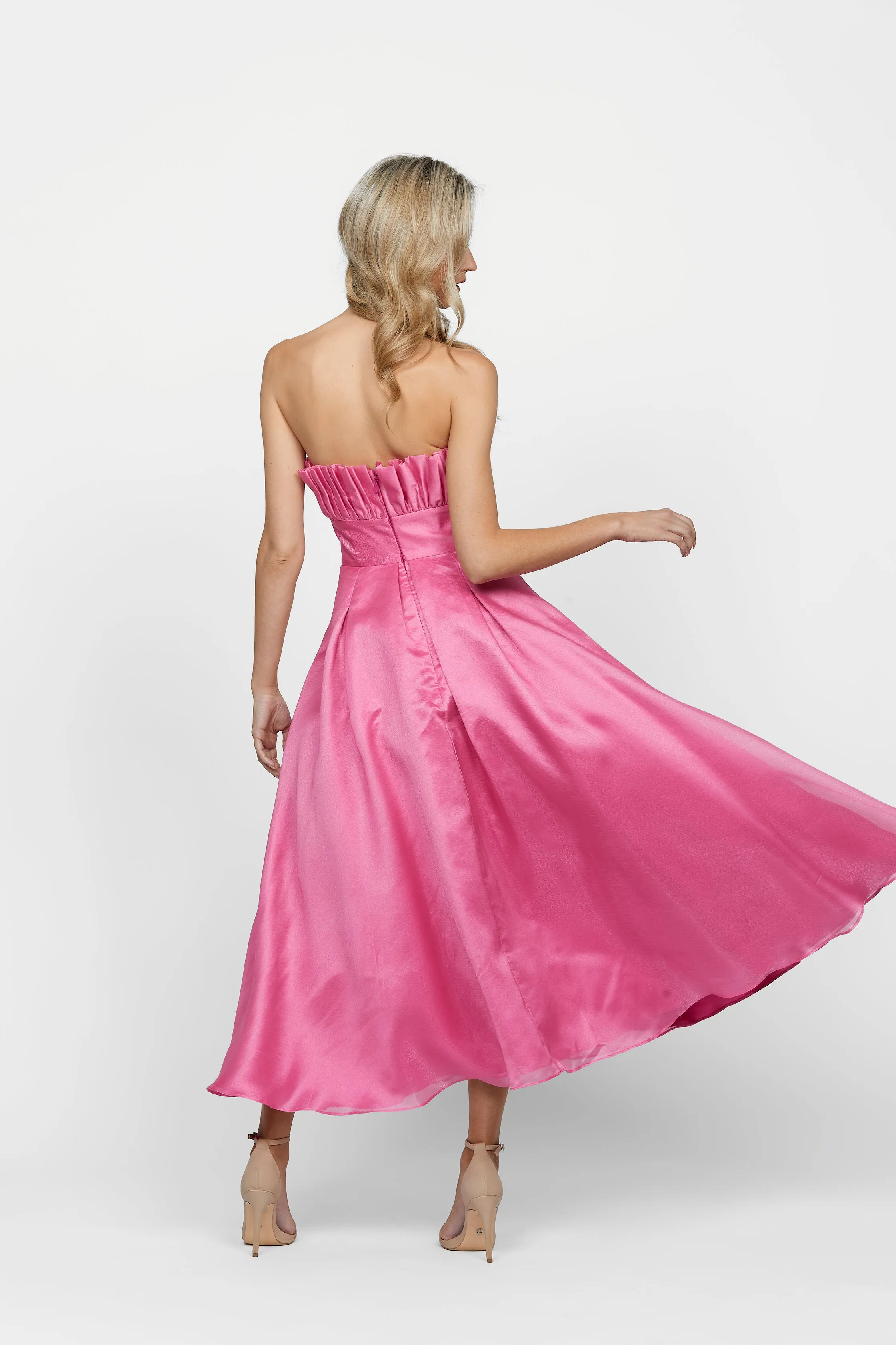 Farra Strapless Ruffle A-line