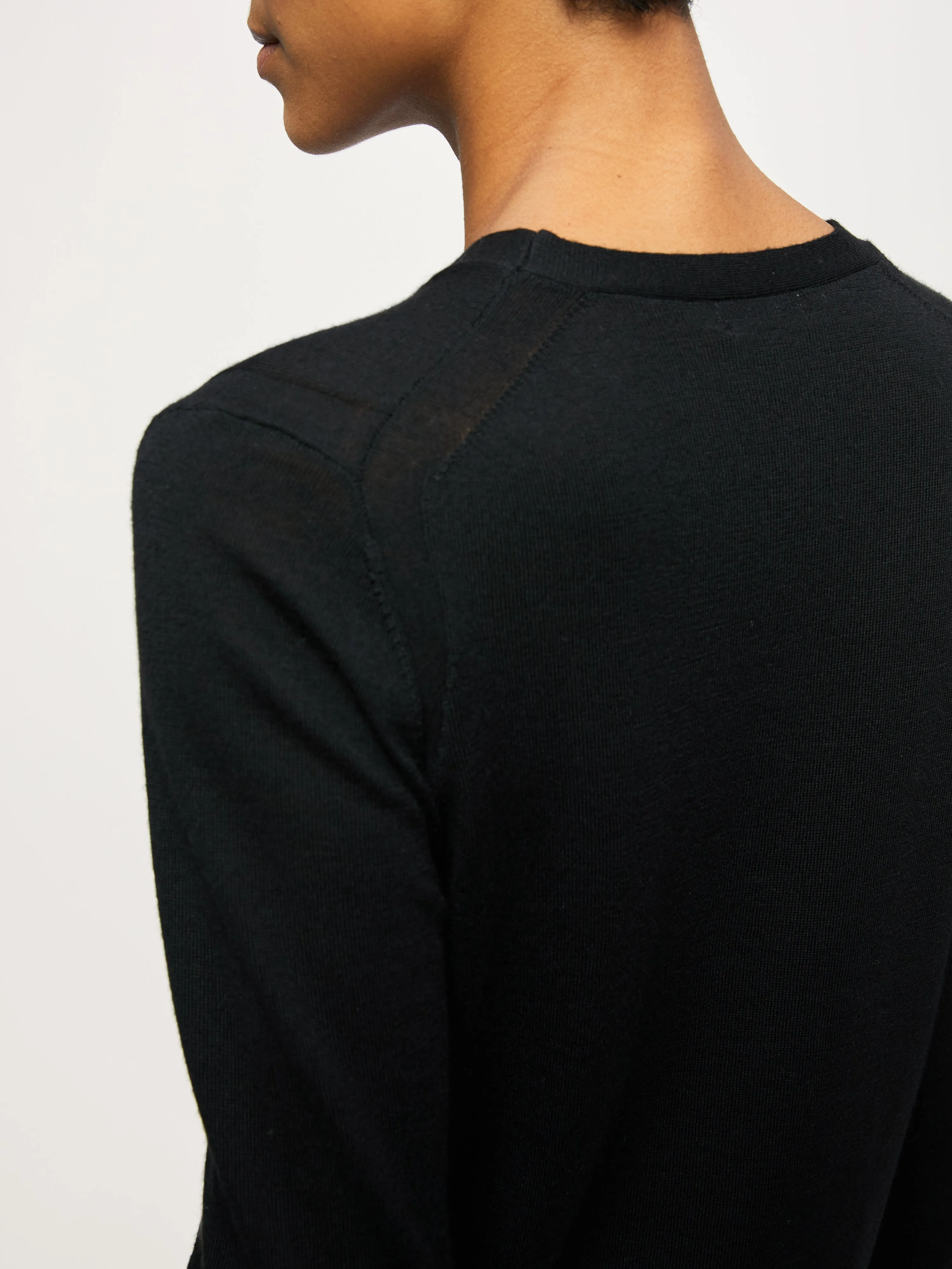 Fine Merino Cardigan | Black