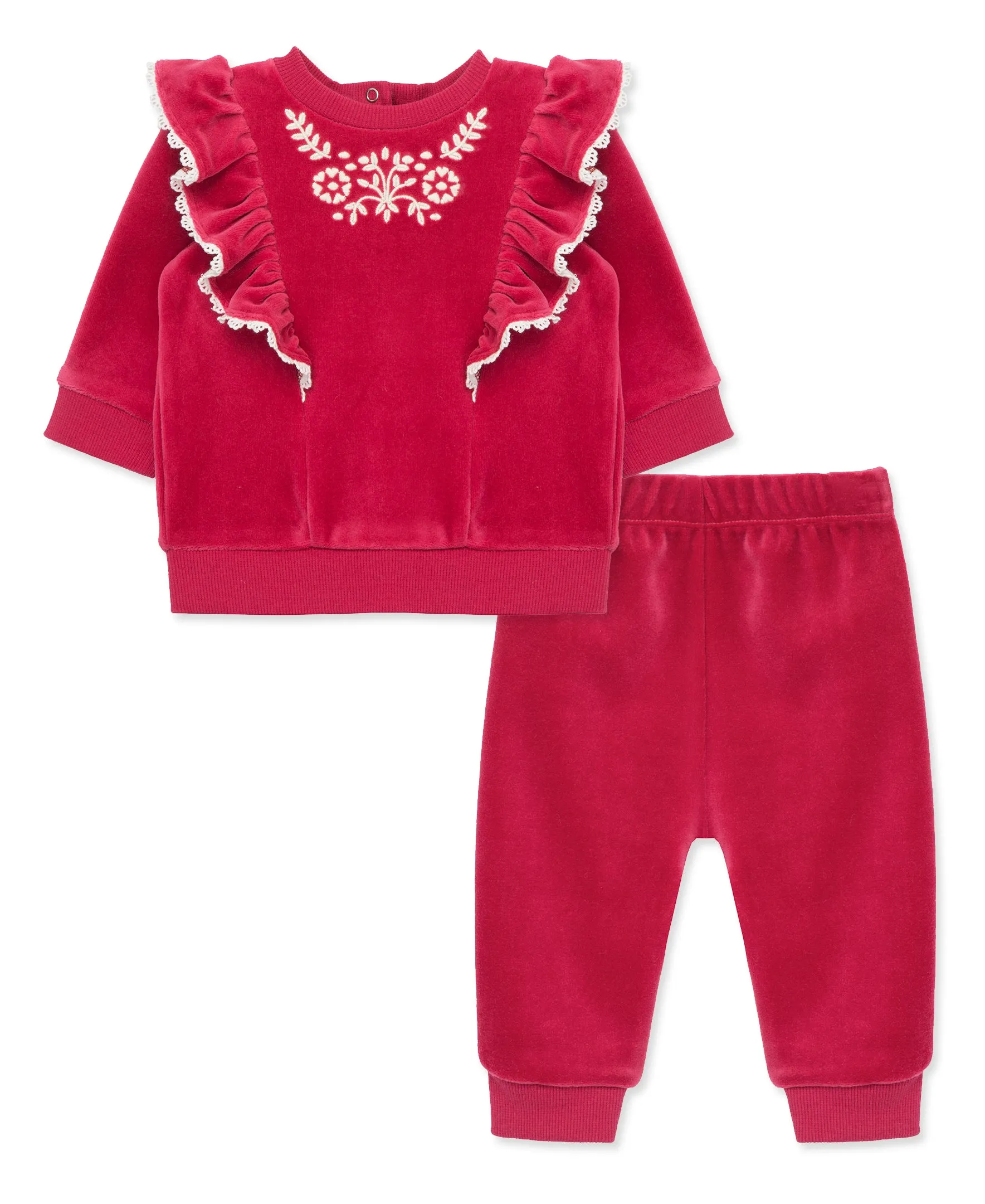 Floral Garland Velour Pant Set