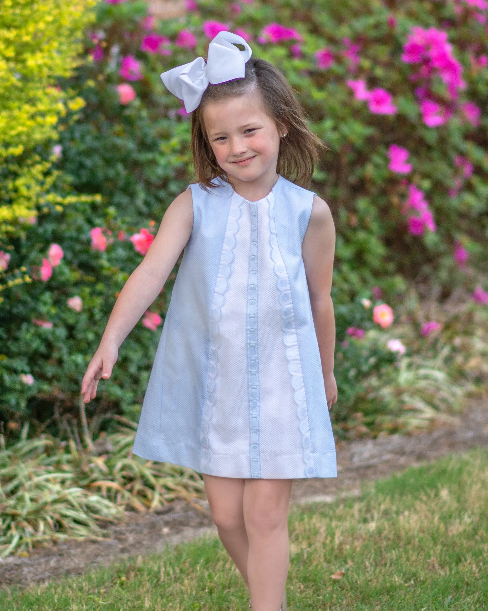 Girl's "Blue and White" A line Dress