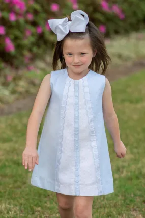 Girl's "Blue and White" A line Dress