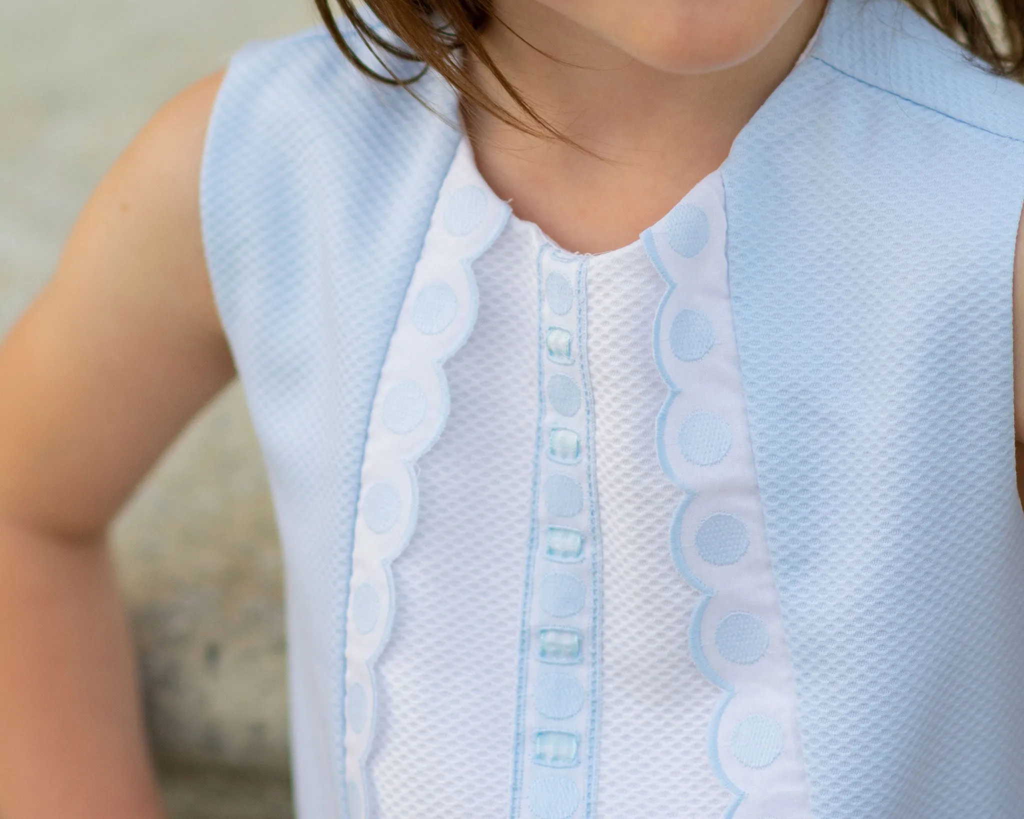 Girl's "Blue and White" A line Dress