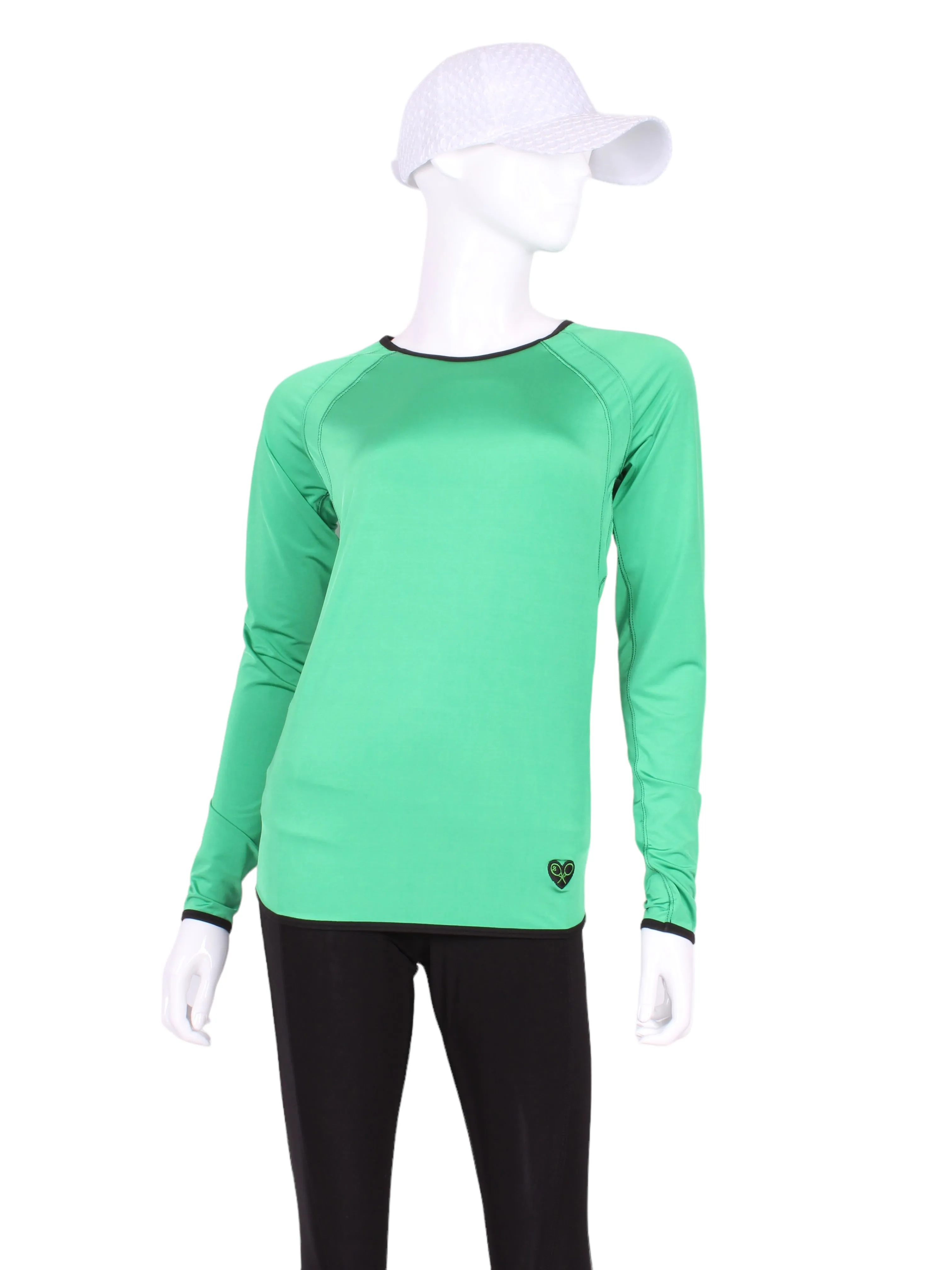 Green Open Back Long Sleeve Crew