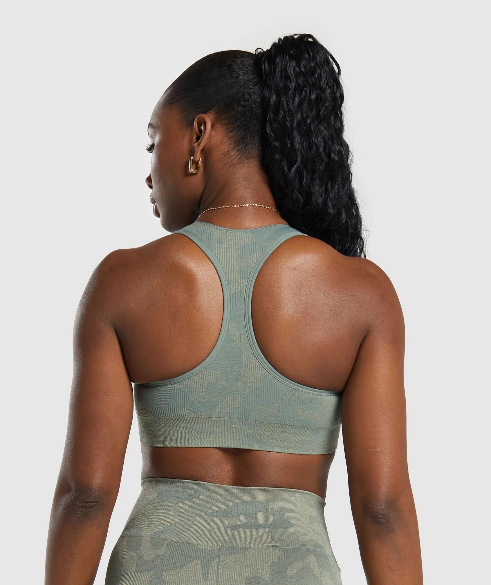 Gymshark Adapt Camo Seamless Sports Bra - Unit Green/Chalk Green