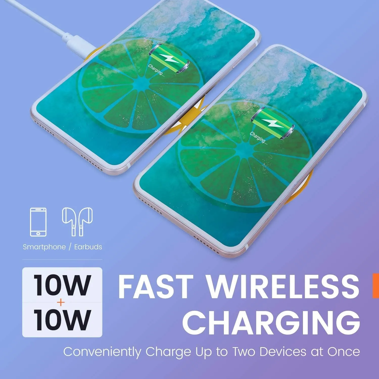 Helix 10W Qi Juice Dual Wireless Charger Orange - ETHQI2OR