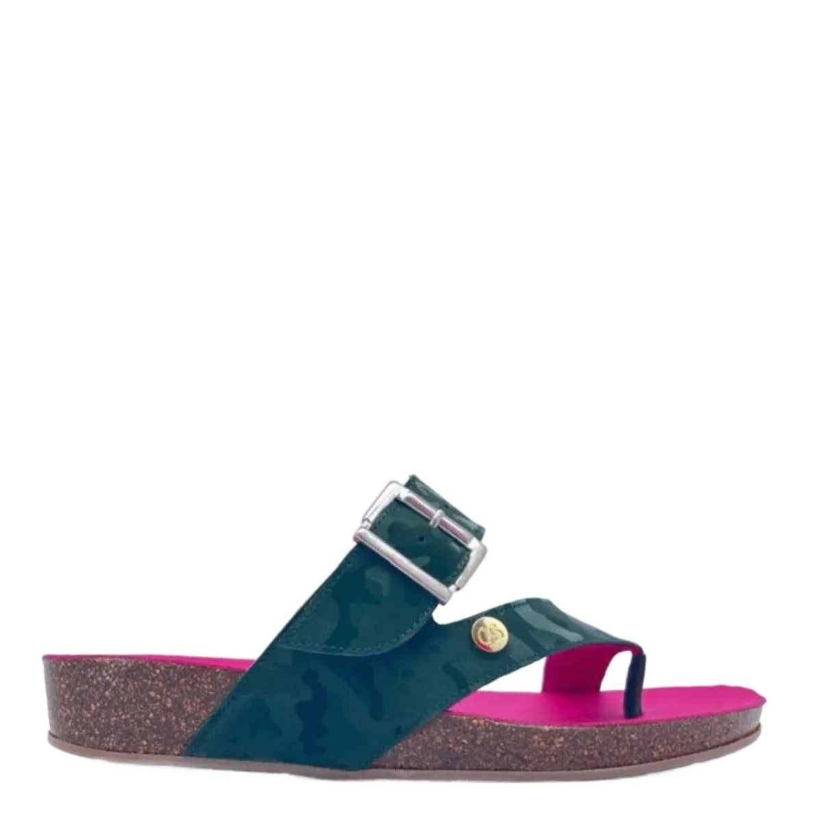 Je Suis - Green army flat cork sandal