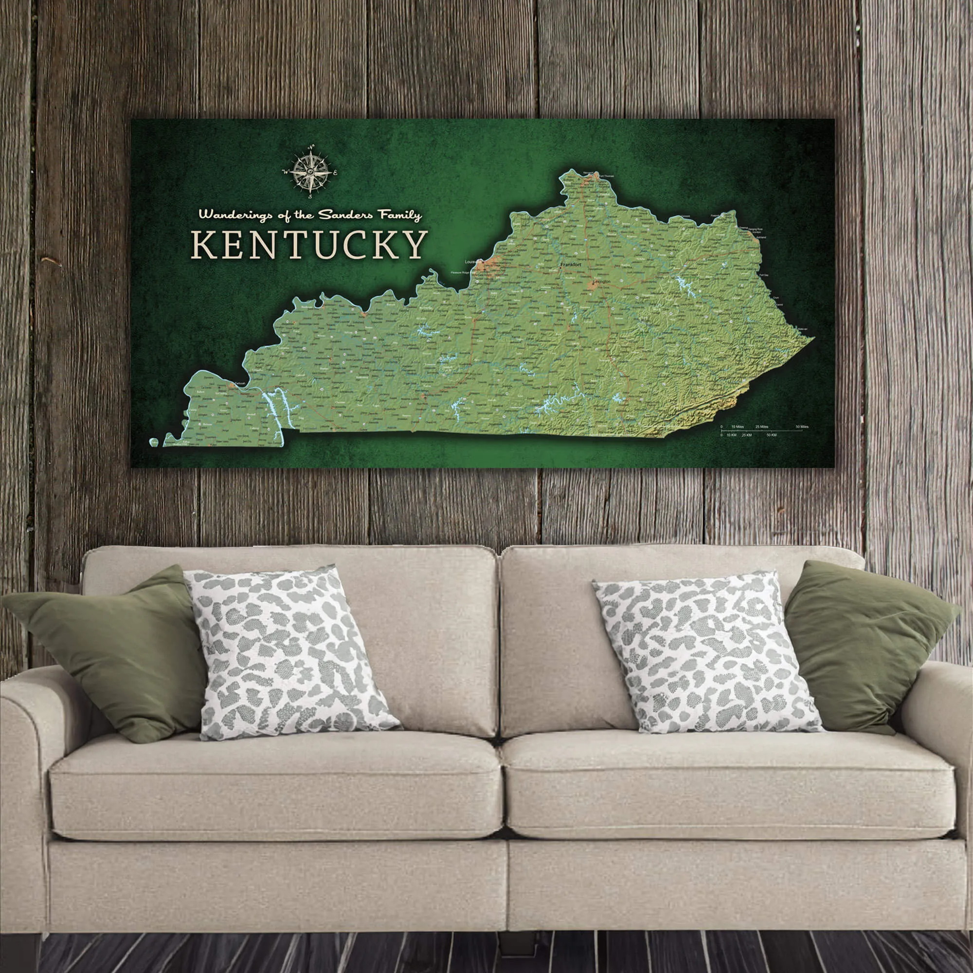 Kentucky Push Pin Terrain Map