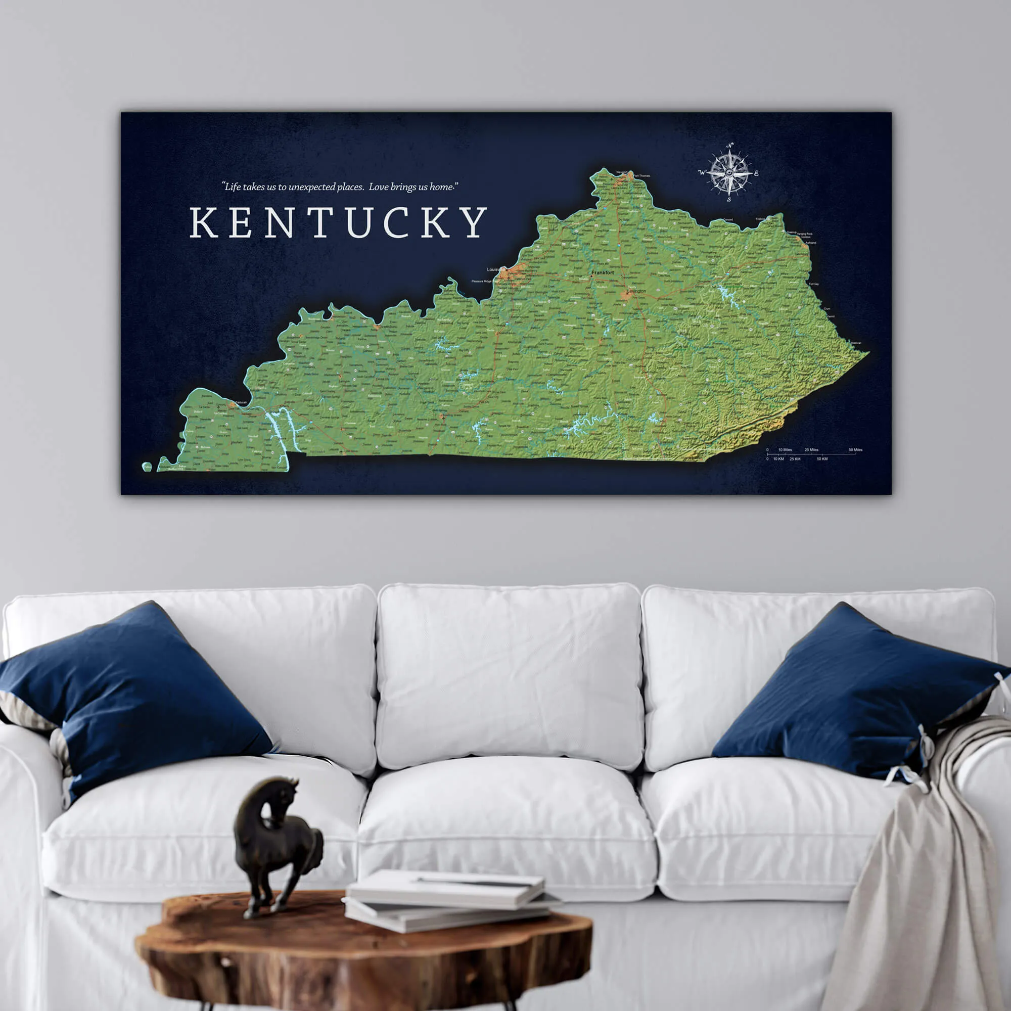 Kentucky Push Pin Terrain Map