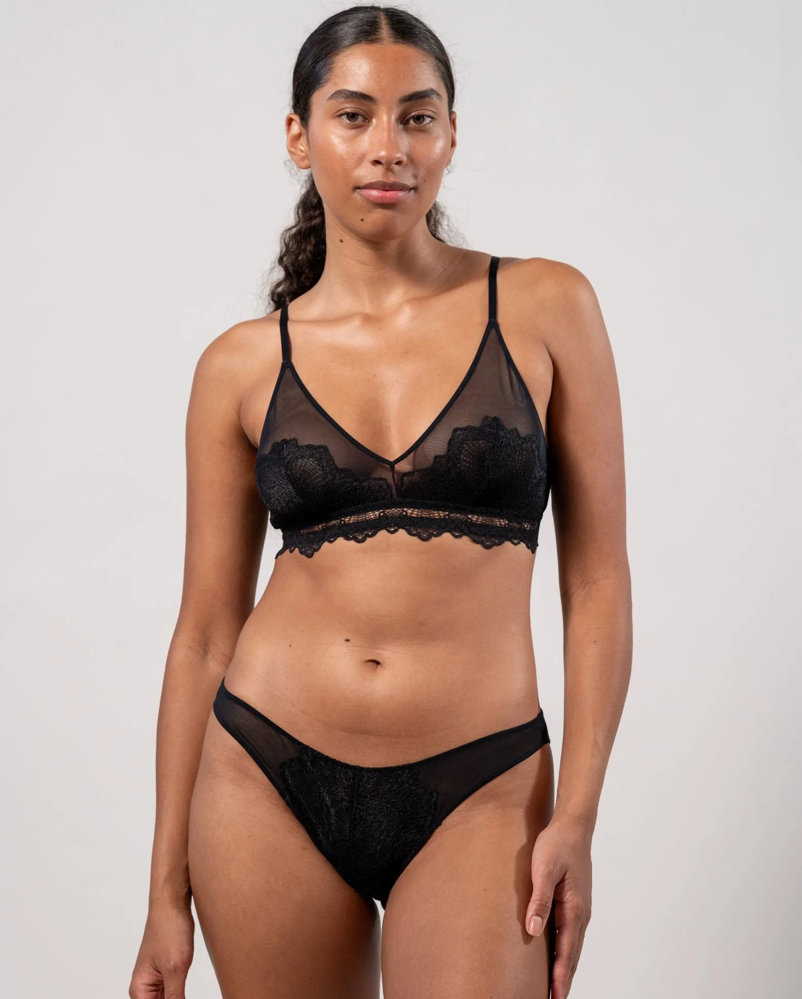 Lace Mesh Bikini Briefs Black