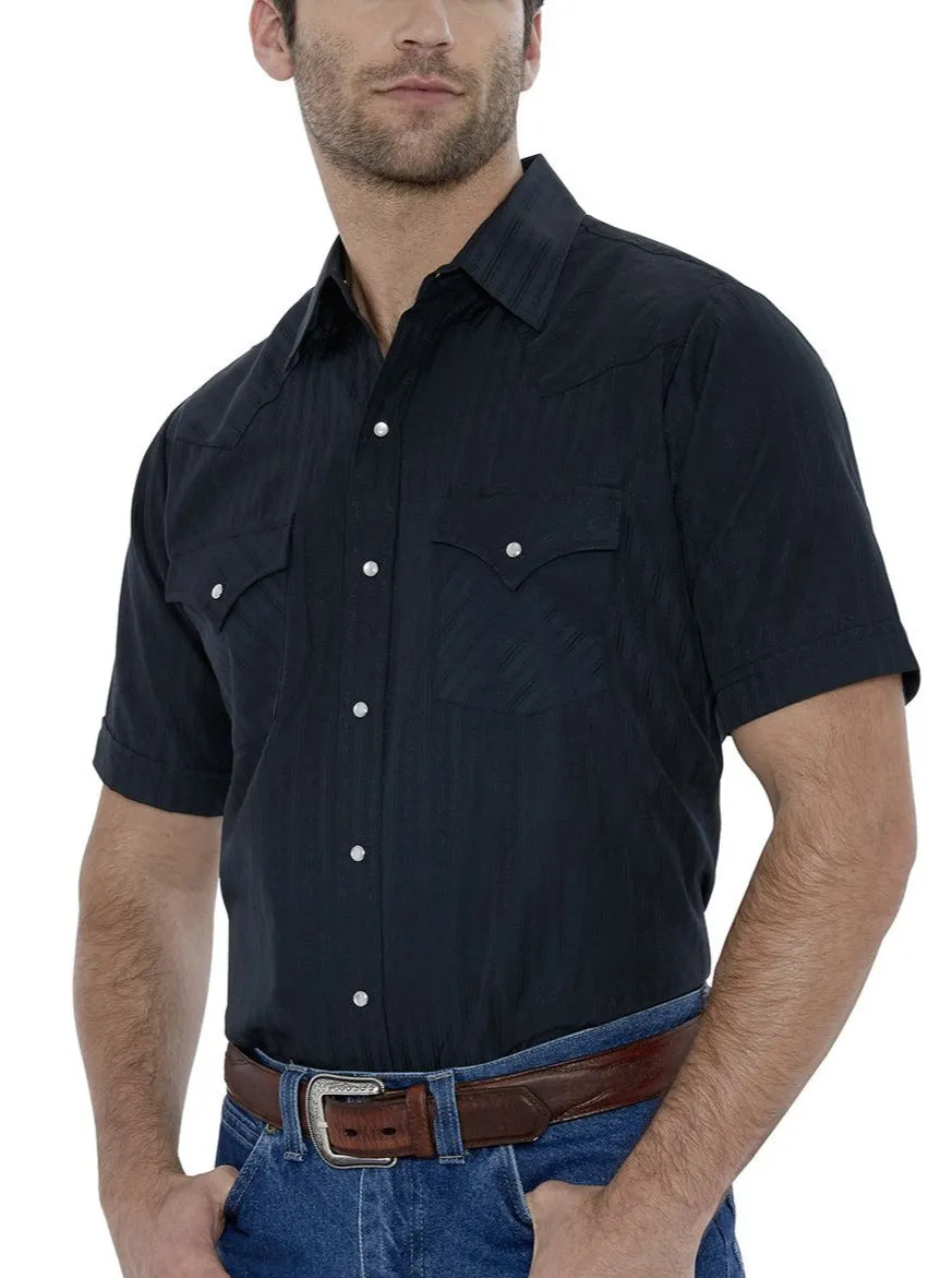 Men's Ely Cattleman Short Sleeve Solid Tone on Tone Western Snap Shirt