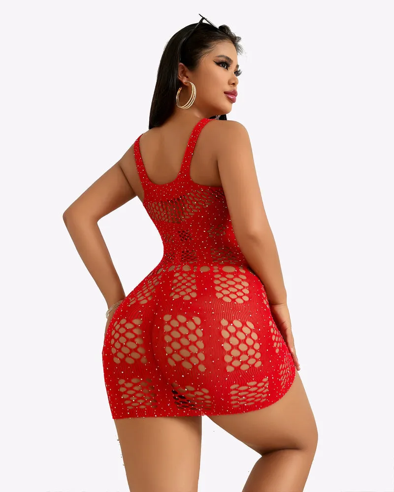 Mesh Fishnets Bodycon Dresses Hollow Out Stripper Outfit