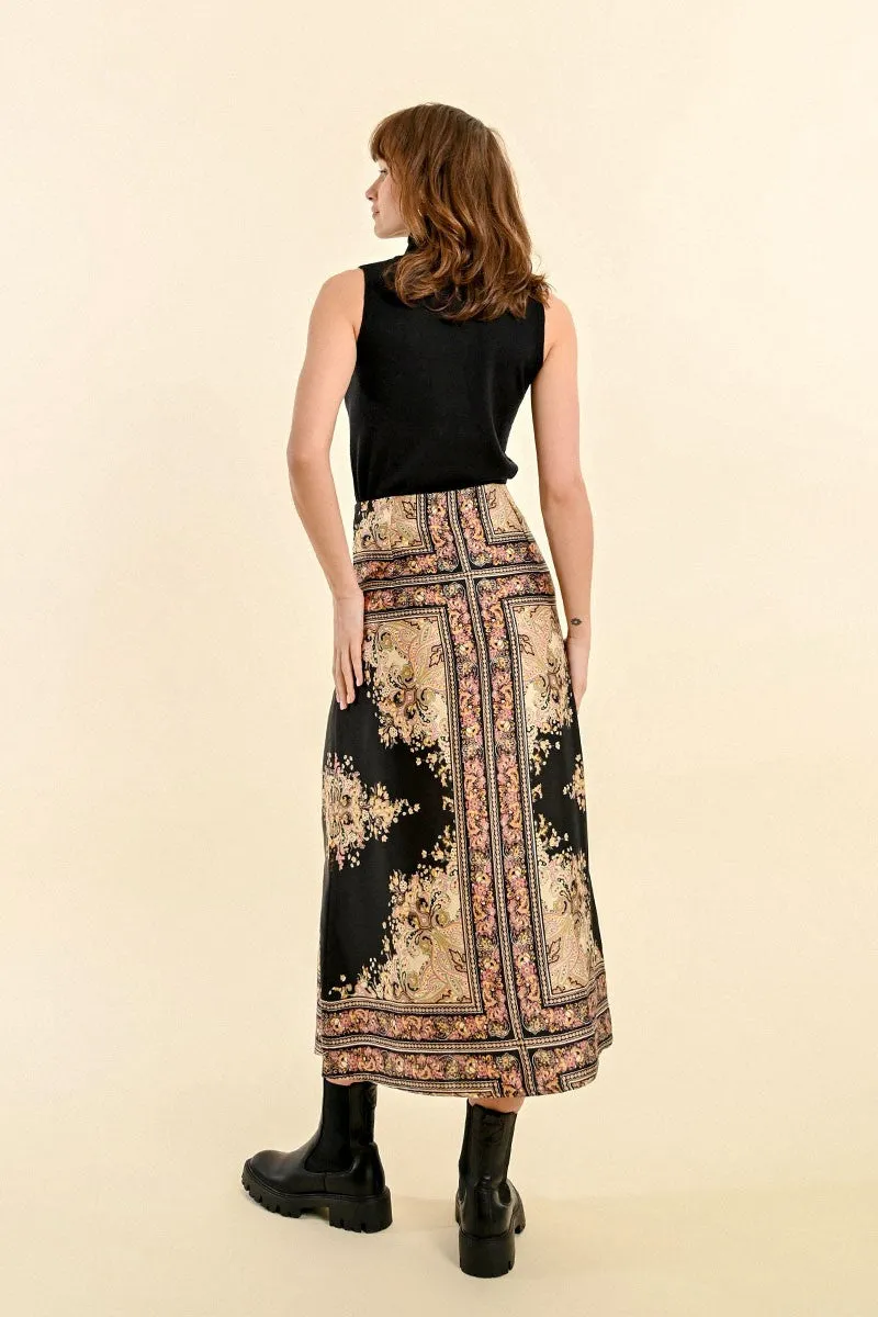 Molly Bracken High Waisted Printed Midi Skirt