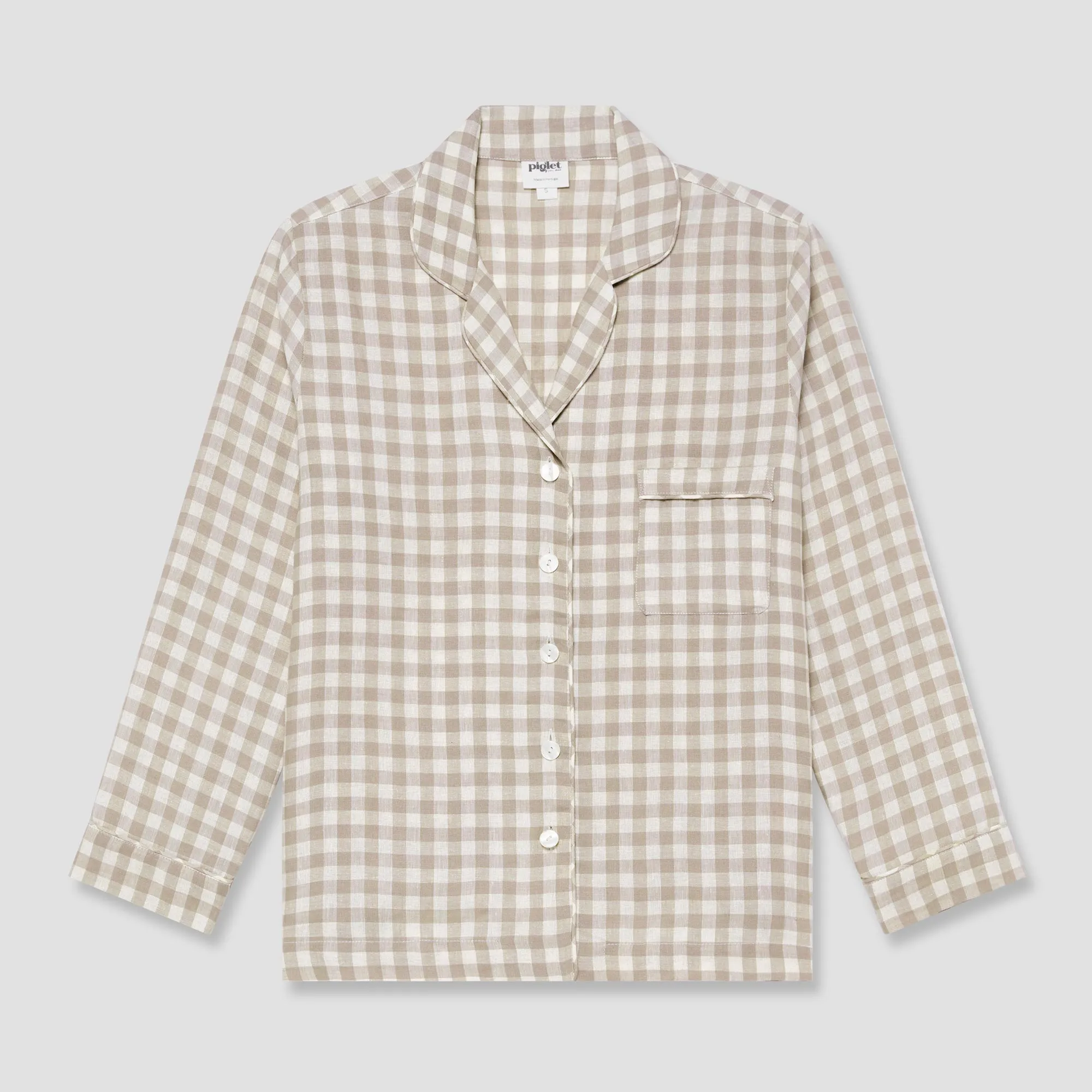 Mushroom Gingham Pyjama Shirt