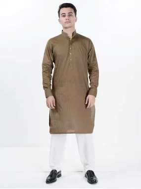 Nabeel & Aqeel Kurta Slim Jacquard Olive  Men NKUSJ026