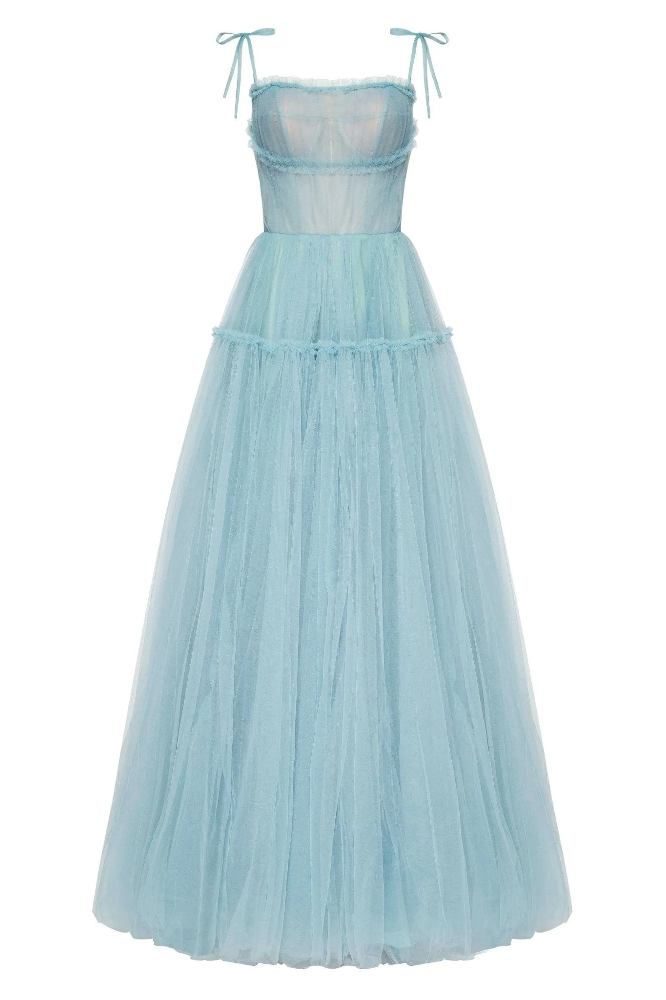 Ocean Wave Tie-straps tulle prom dress