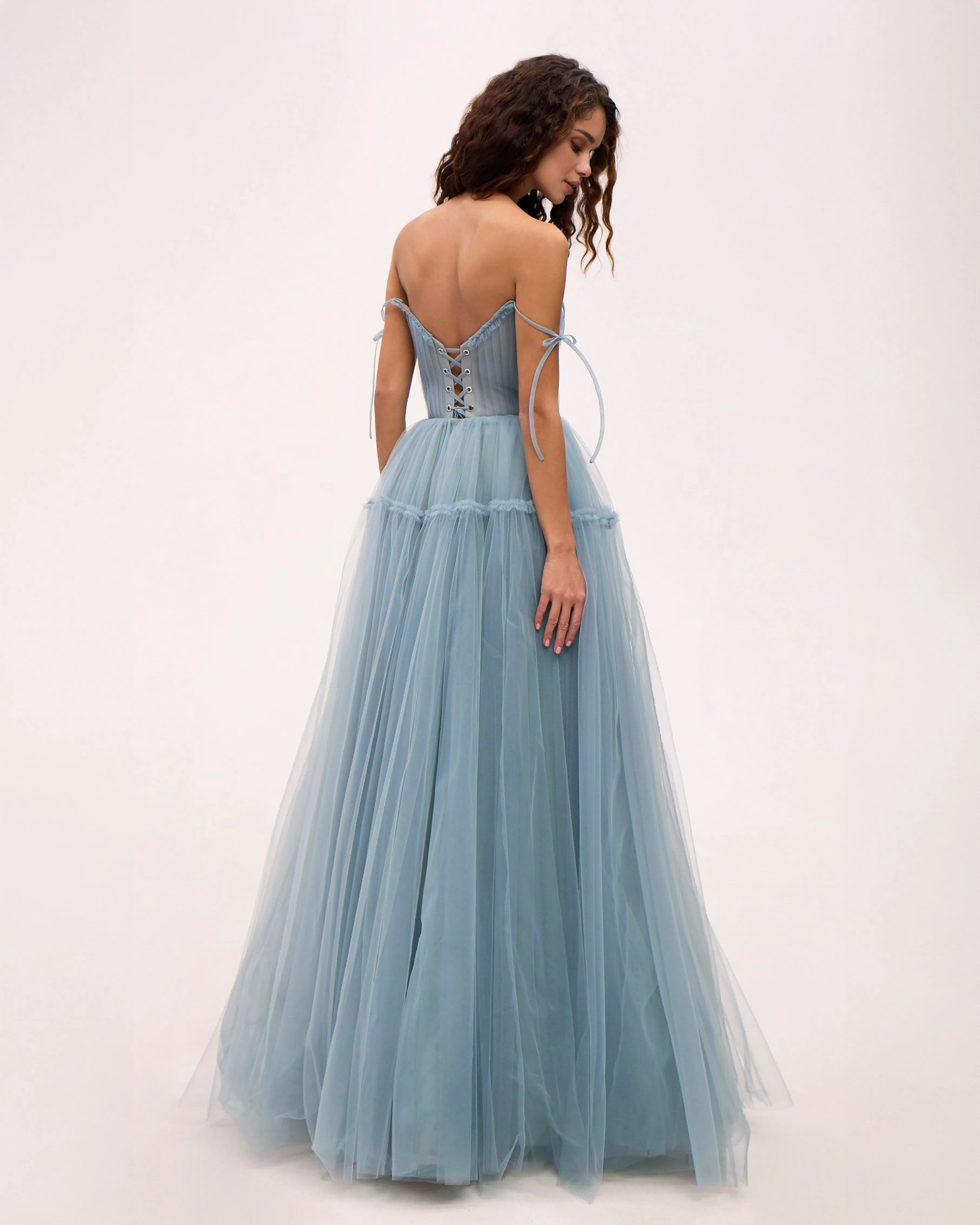 Ocean Wave Tie-straps tulle prom dress