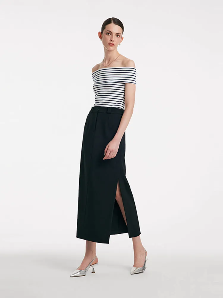 Off Shoulder Striped Slim Top