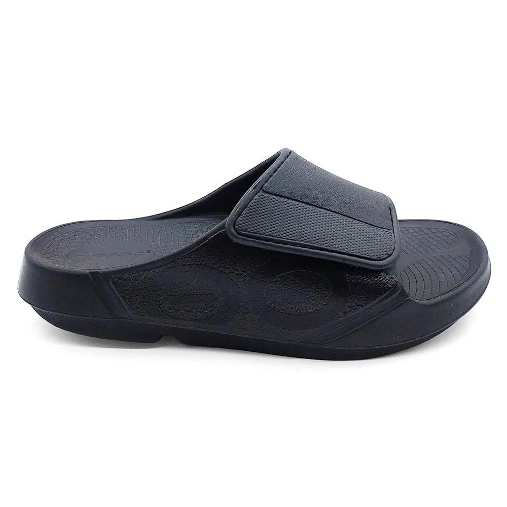 Oofos Unisex Ooah Sport Flex Adjustable Slide Matte Black