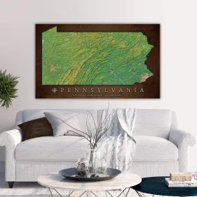 Pennsylvania Push Pin Terrain Map