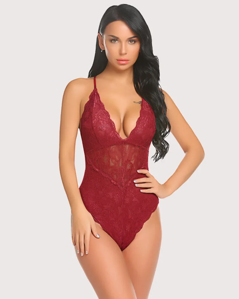 Pius Size Snap Crotch Lace Bodysuit