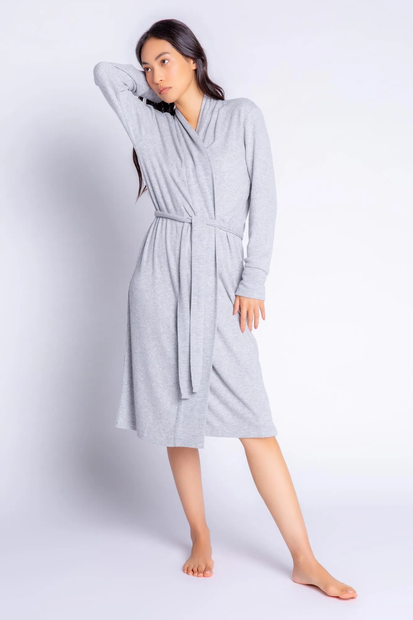 PJ Salvage Long Robe-Textured Essentials-Gray, Black, Green