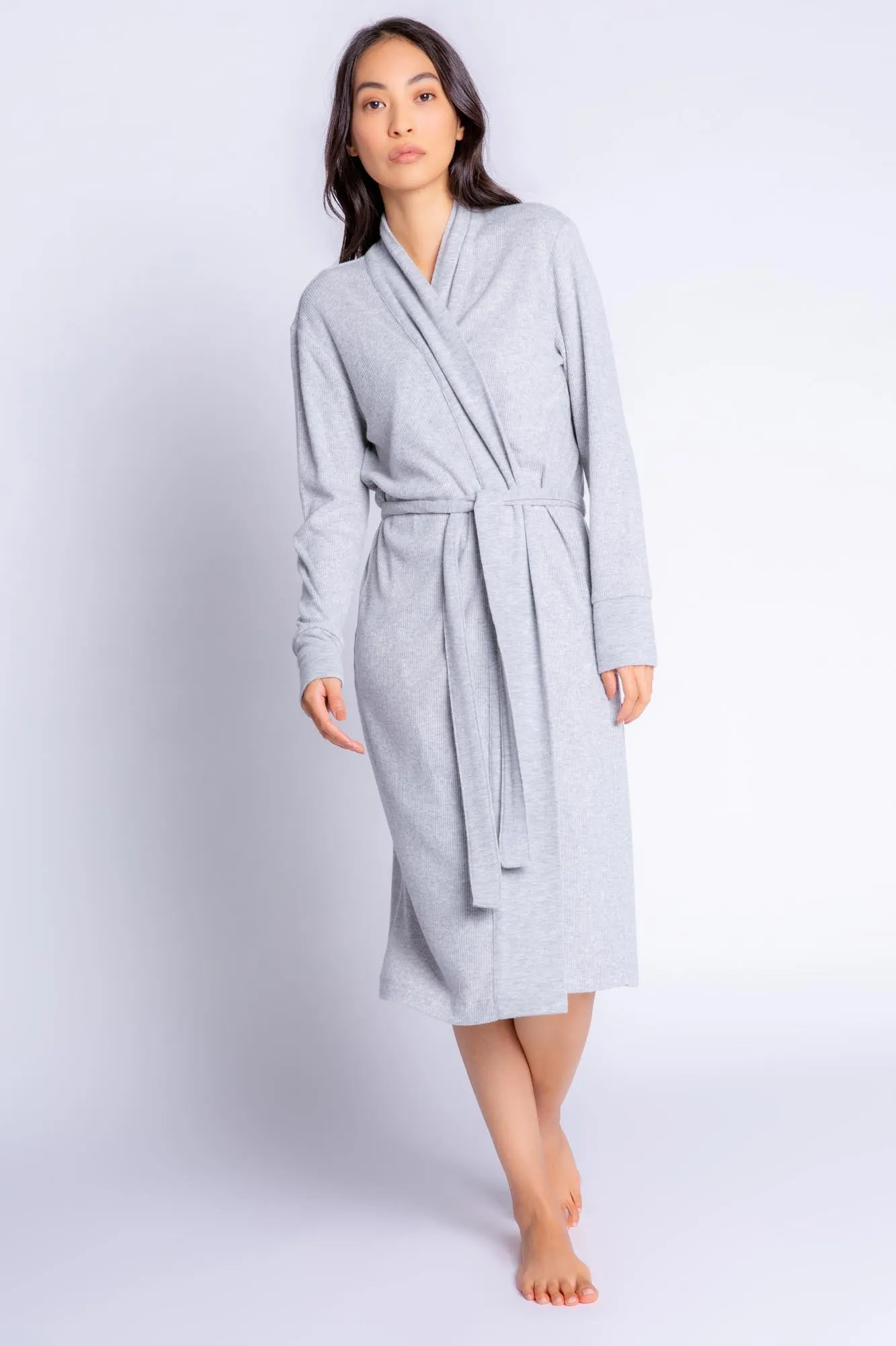 PJ Salvage Long Robe-Textured Essentials-Gray, Black, Green