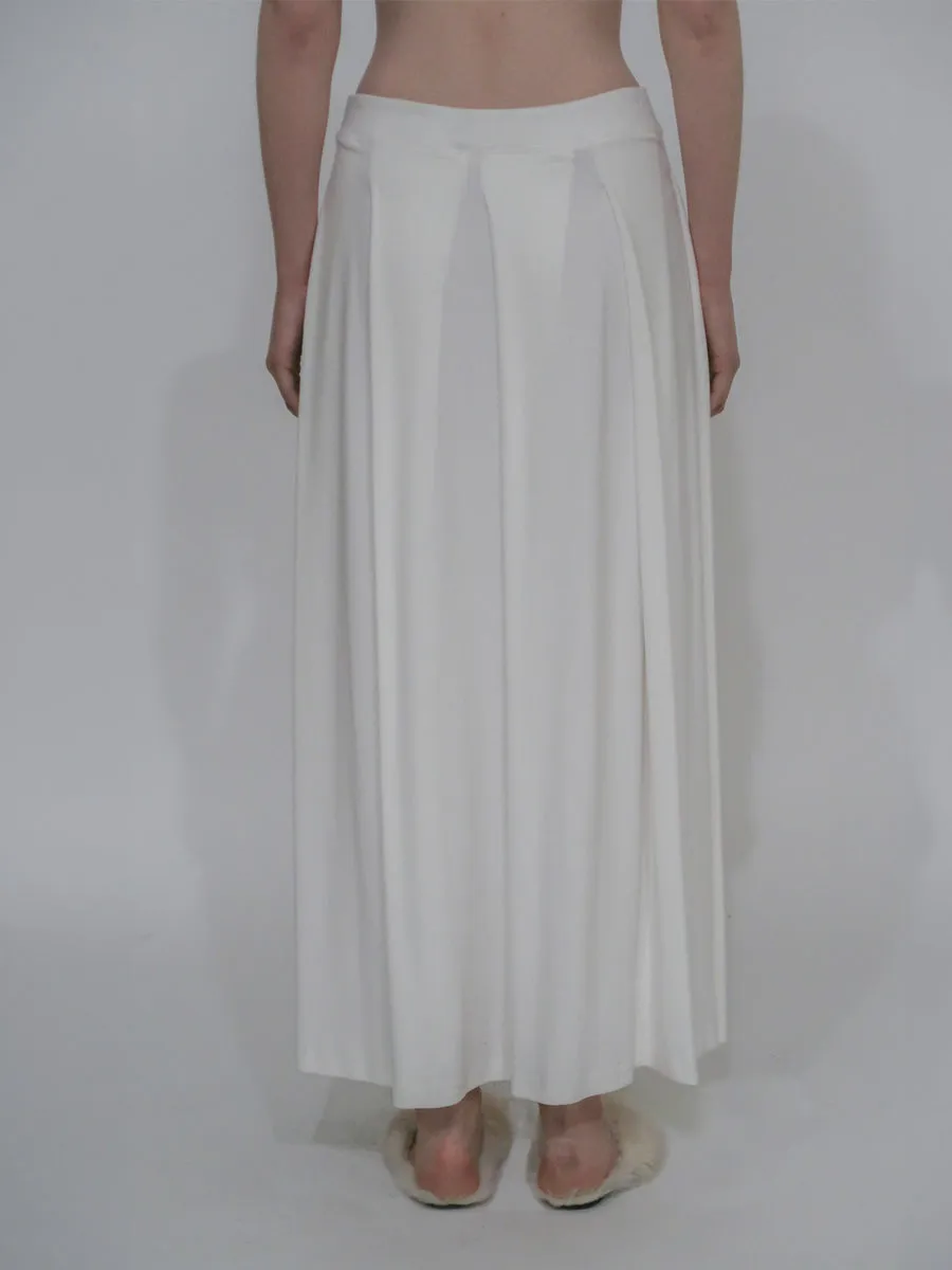 PULL-ON PLEATED MAXI SKIRT - SOLID INTERLOCK