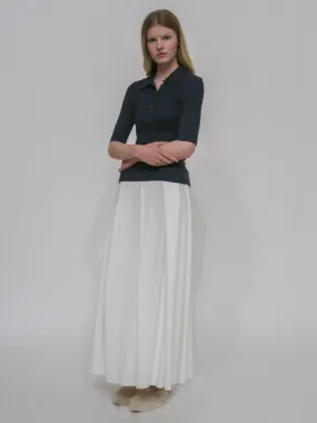 PULL-ON PLEATED MAXI SKIRT - SOLID INTERLOCK