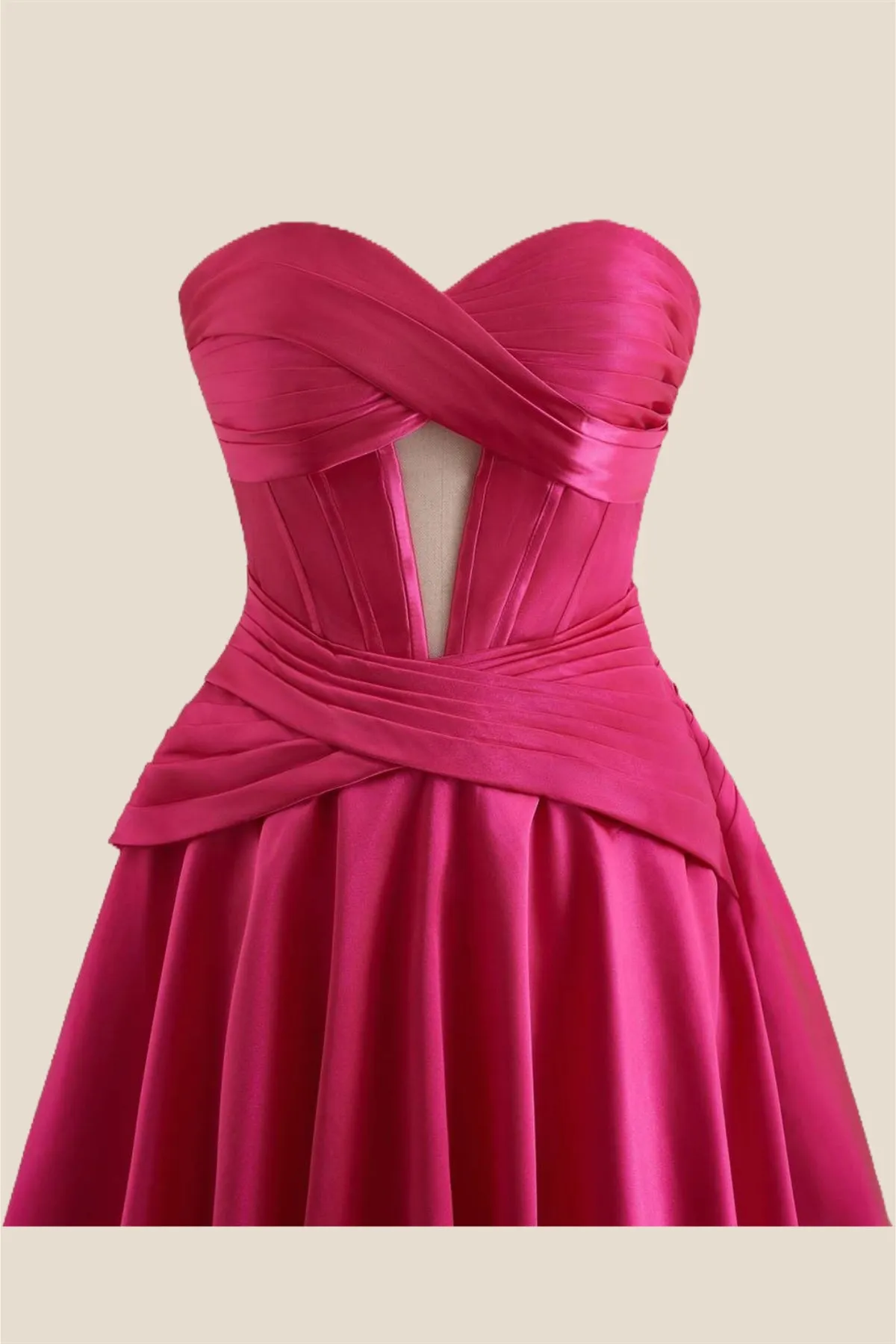 Sweetheart Hot Pink Keyhole A-line Short Dress