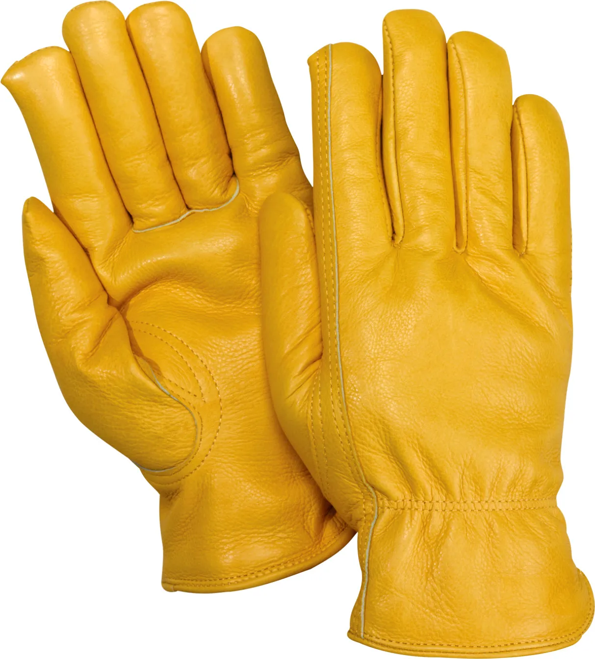 T1561 Suede Golden Grain Cowhide Gloves, Shirred Elastic Wrist, Keystone Thumb, Sizes M-XL, Sold by Pair