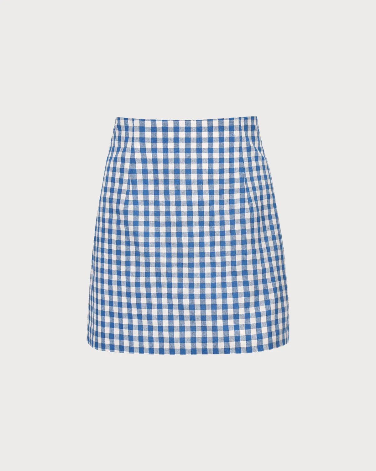 The Blue High-waisted Plaid A-line Mini Skirt