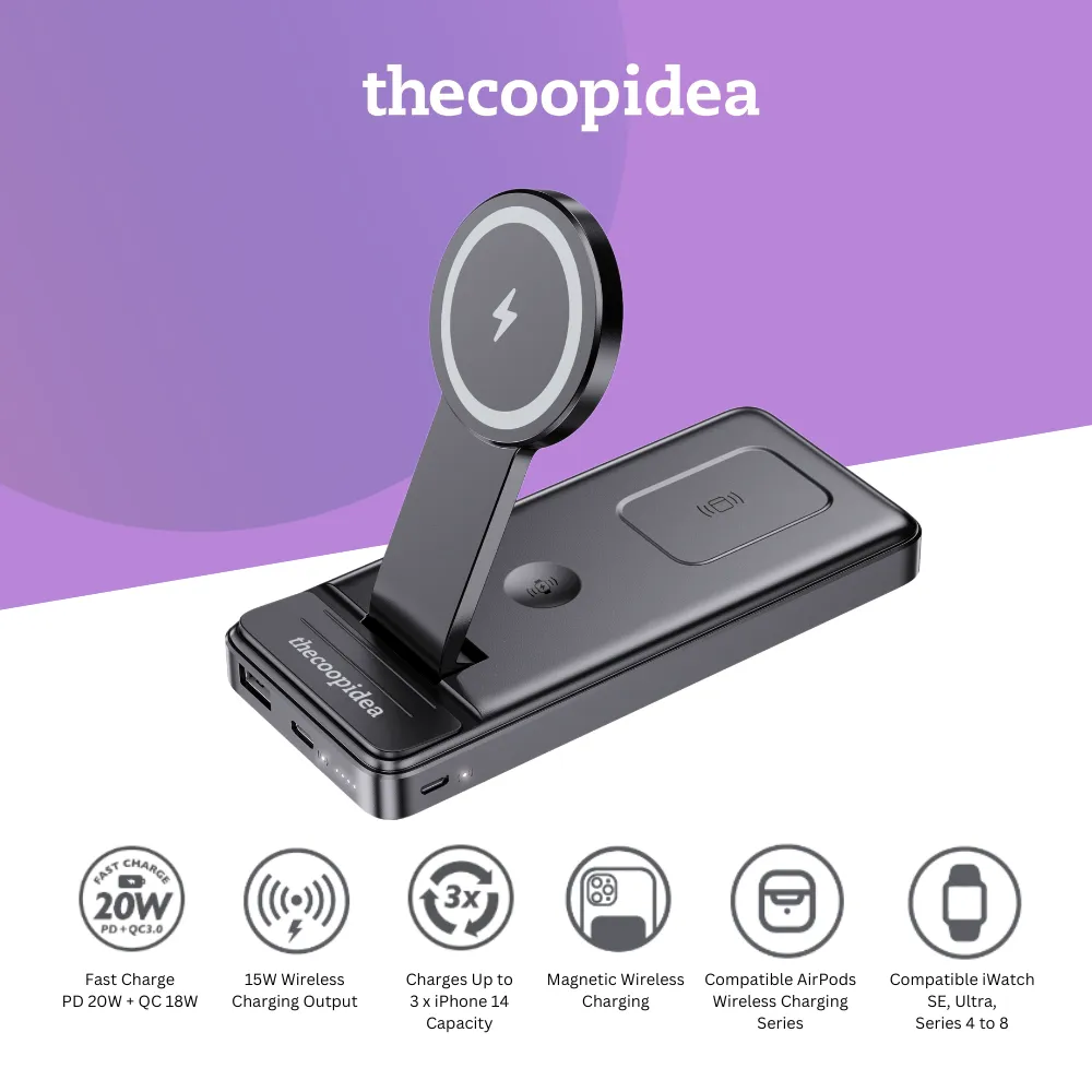 thecoopidea PILLAR PRO 10000mAh Wireless Magnetic Stand Powerbank