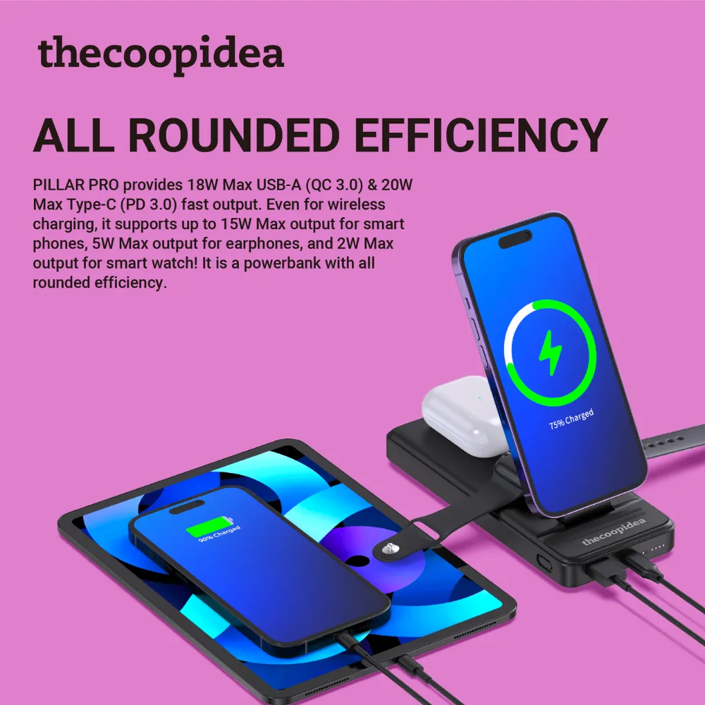 thecoopidea PILLAR PRO 10000mAh Wireless Magnetic Stand Powerbank