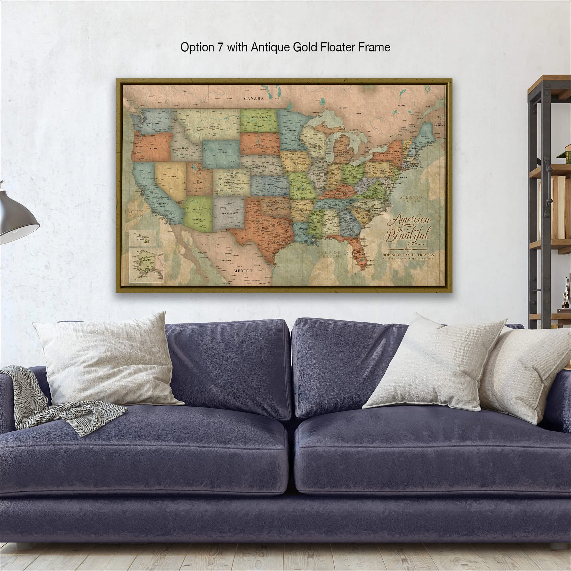 USA Push Pin Travel Map Single Panel