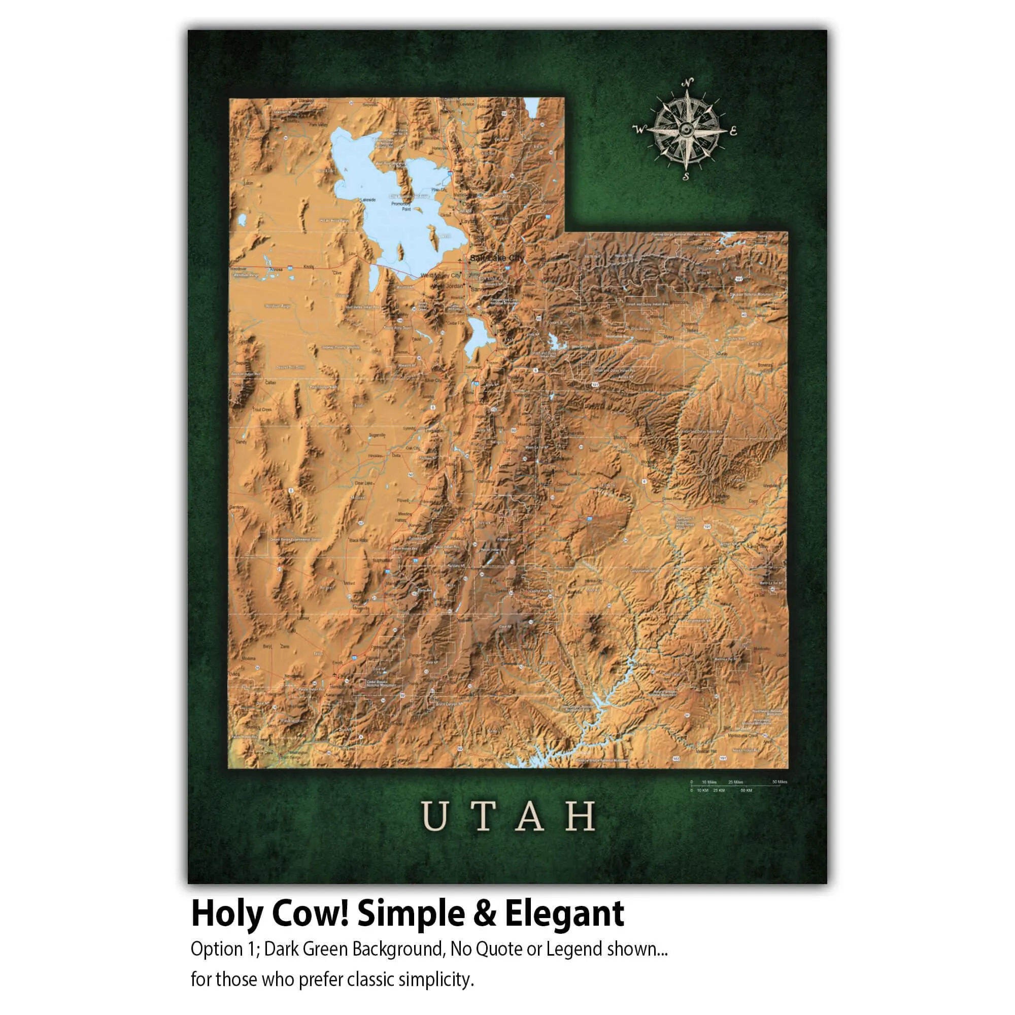 Utah Push Pin Terrain Map