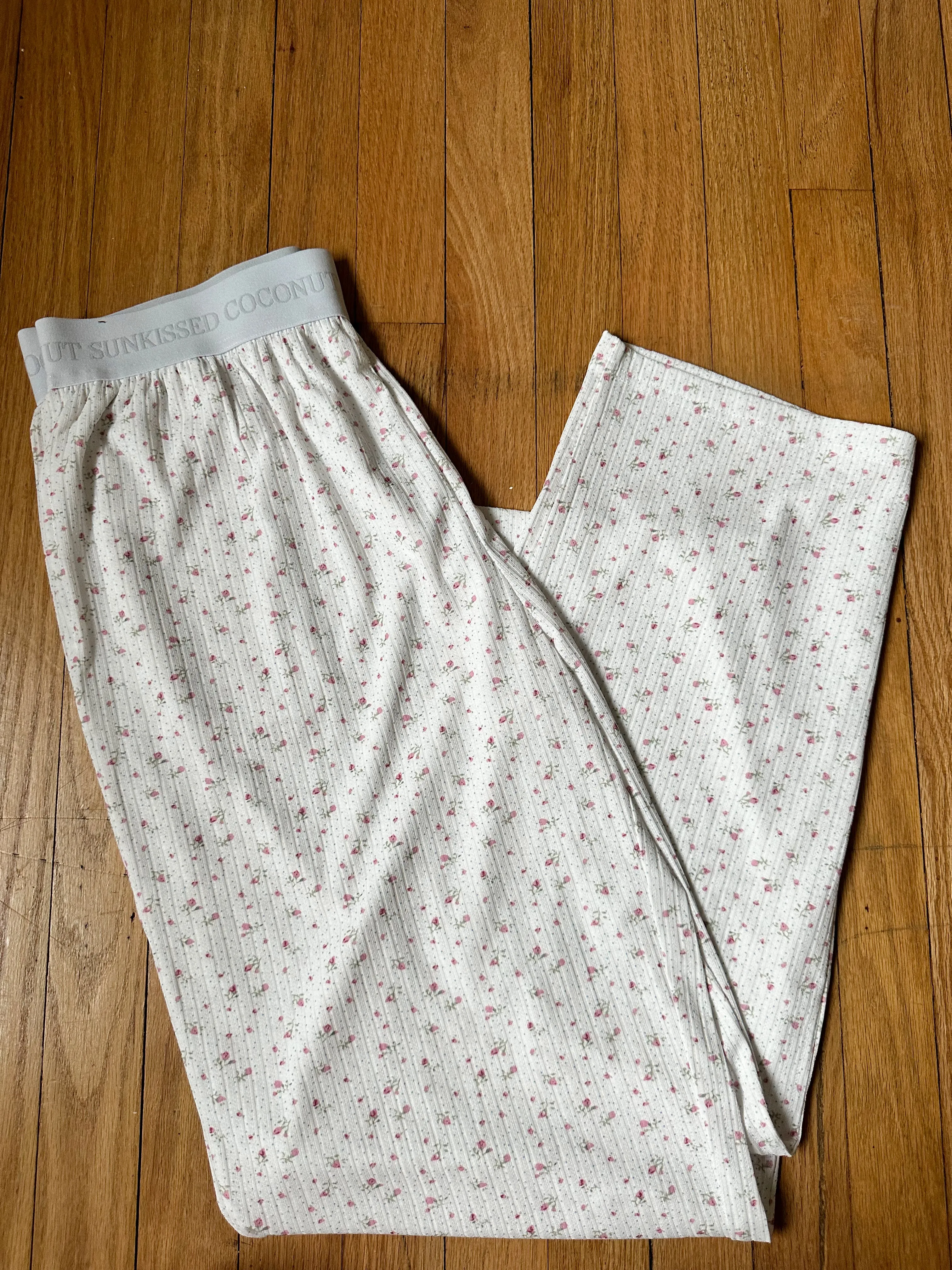 White Floral Pajama Pants