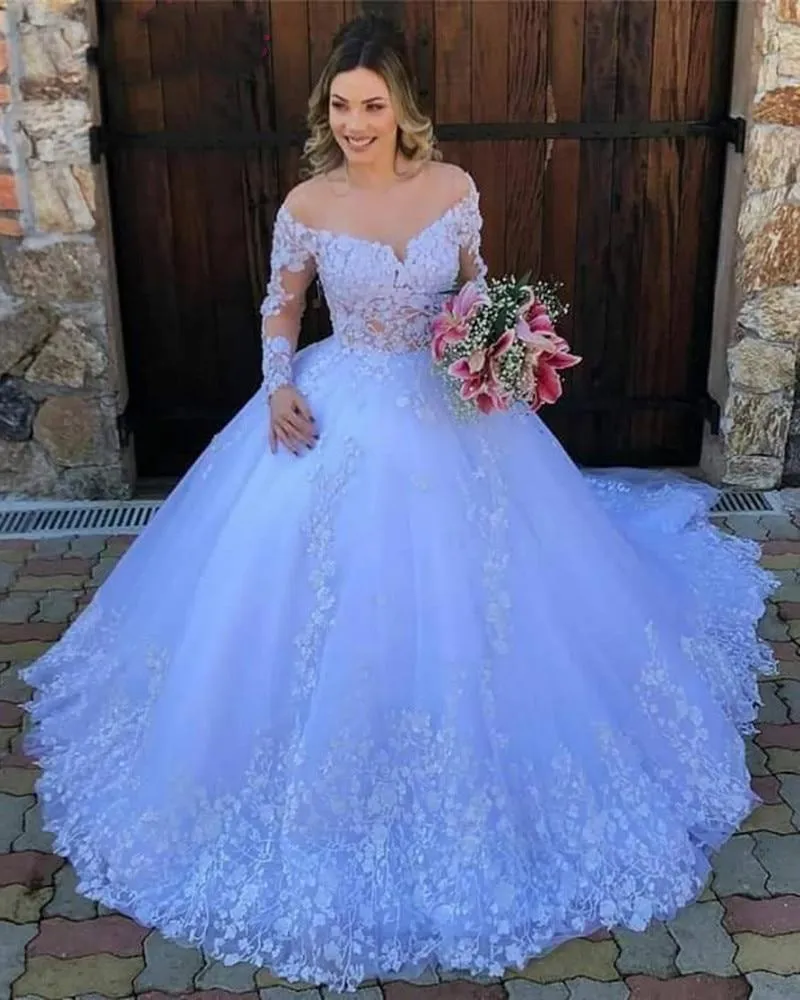 White Princess Ball Gown Wedding Dress