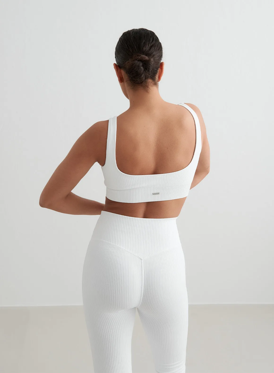 White Ribbed Seamless Bra