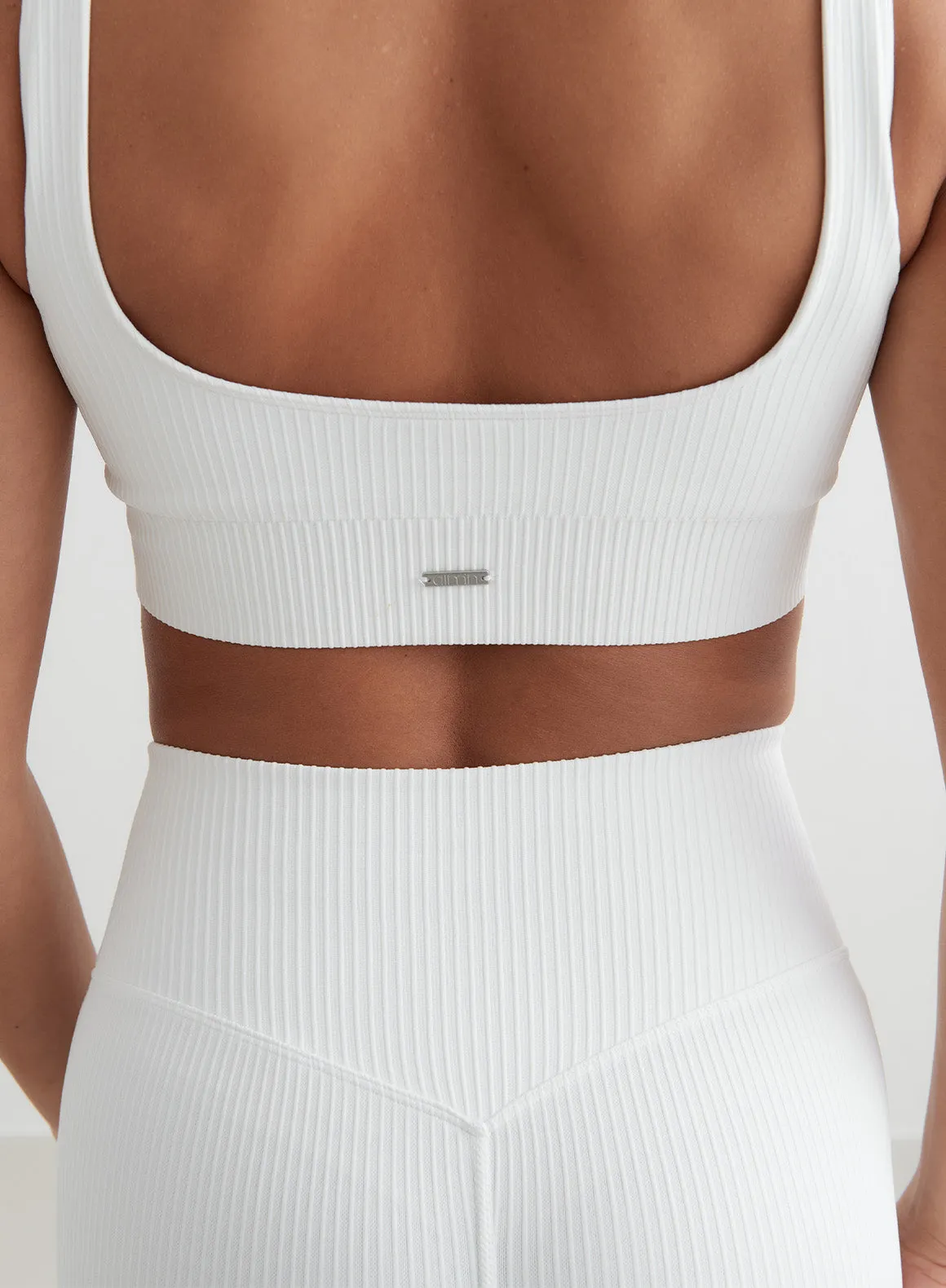 White Ribbed Seamless Bra