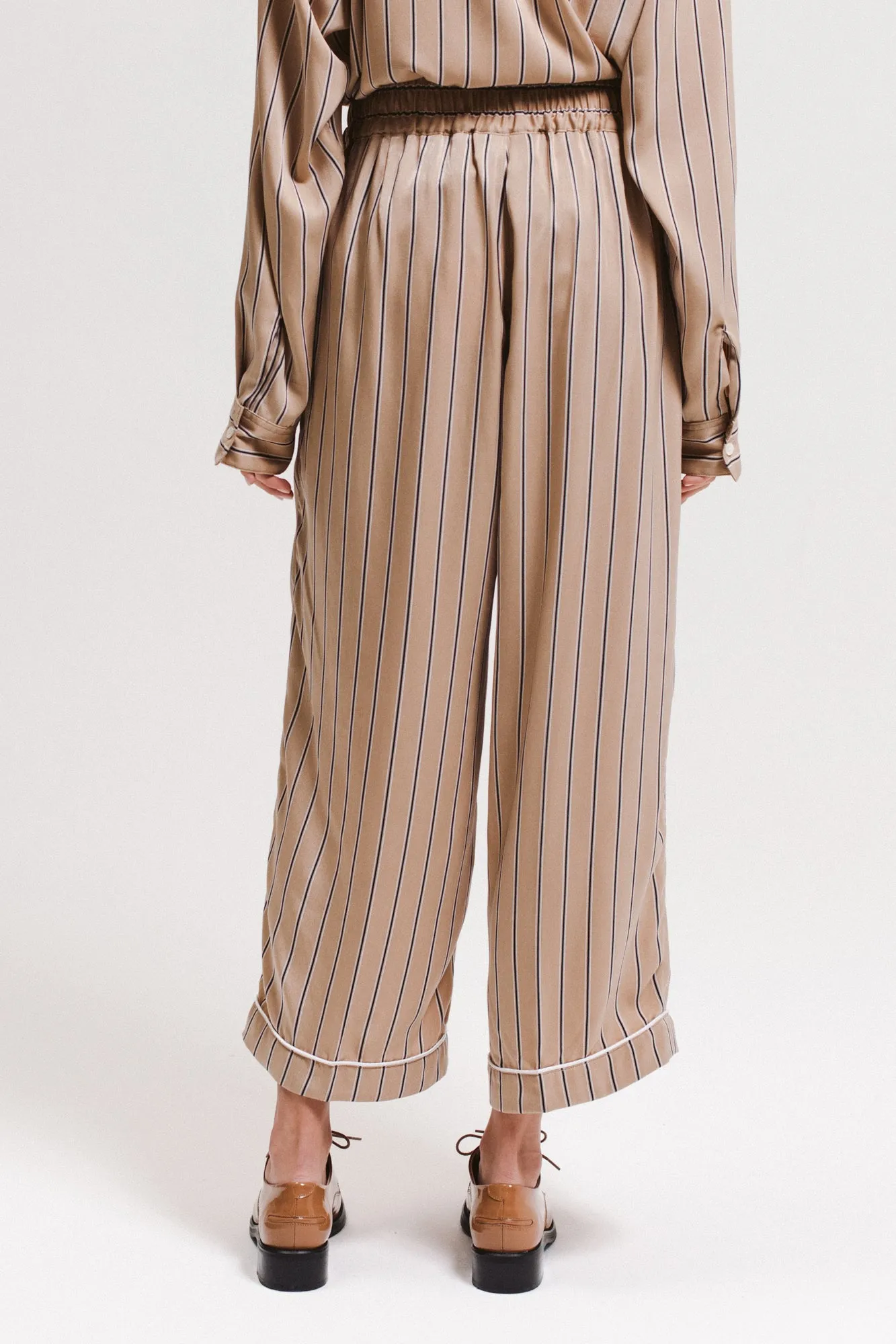 Wide Stripe Trouser - Beige