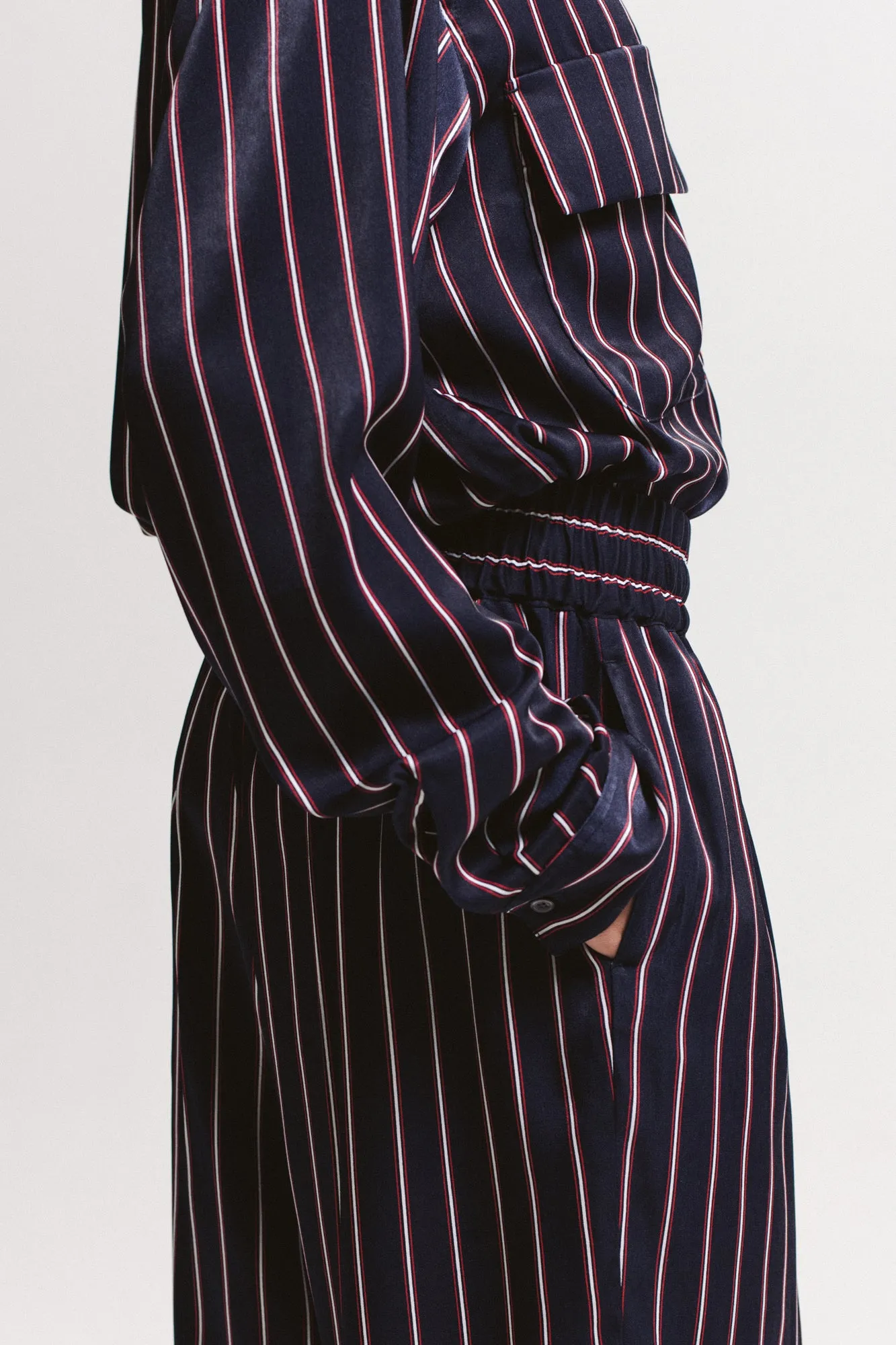 Wide Stripe Trouser - Navy