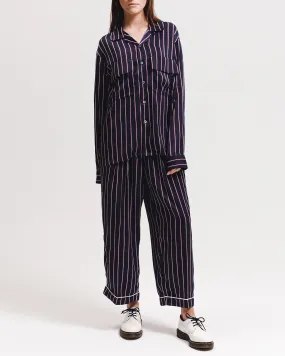 Wide Stripe Trouser - Navy